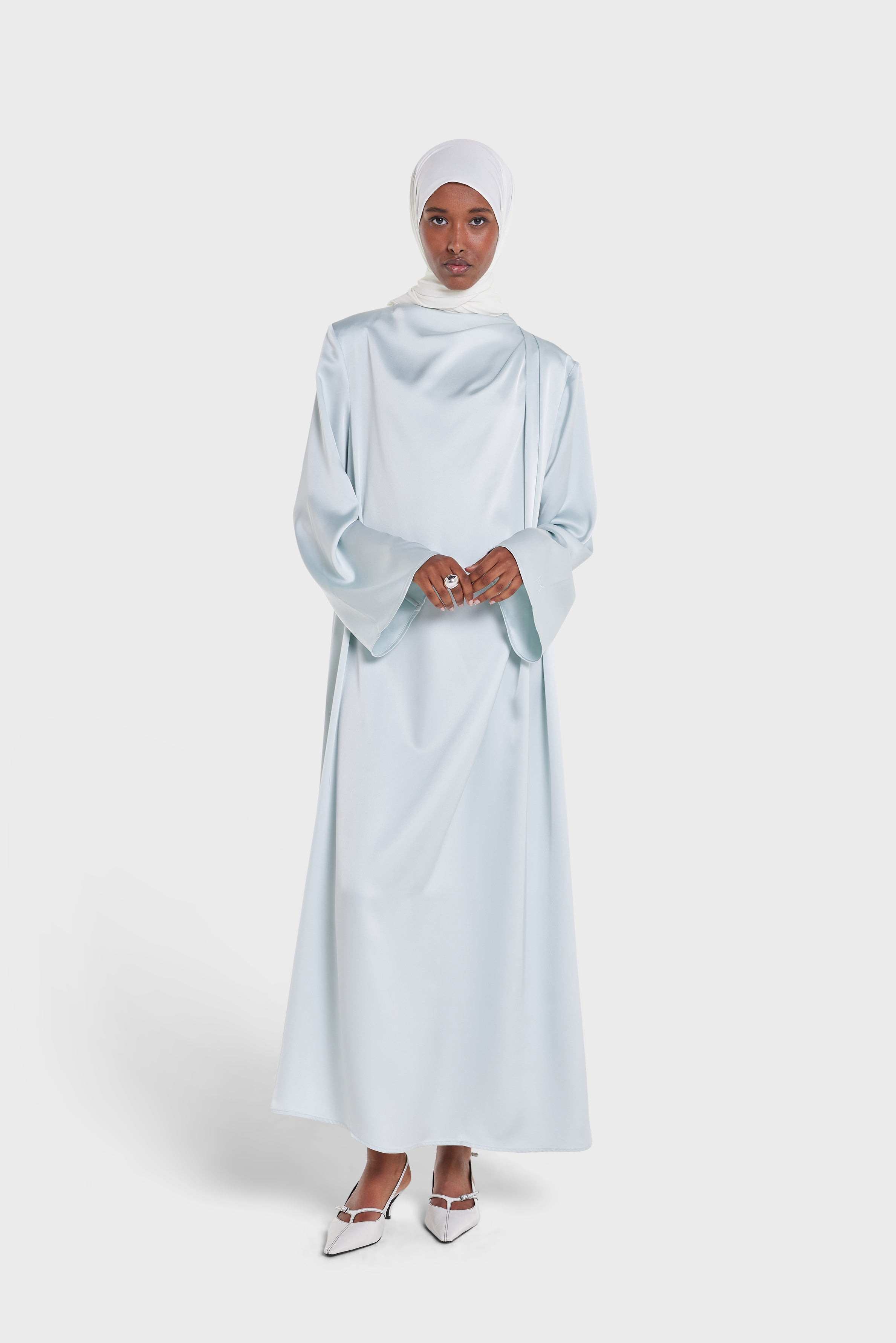 Asymmetric Drape Dress Regular | Ice Blue