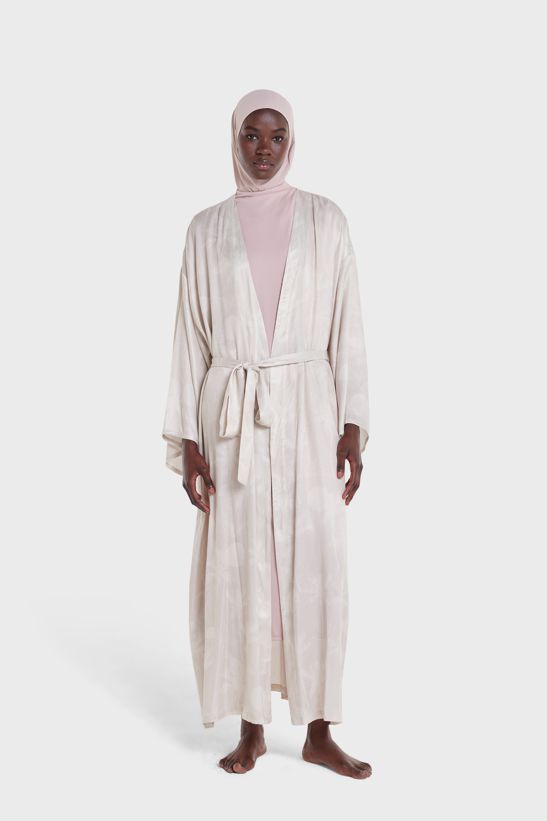 Kimono | Palm Print Moon Grey