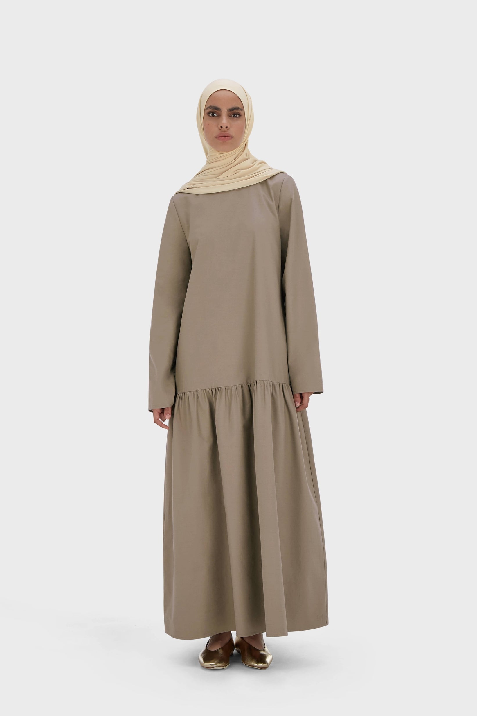 Drop Waist Dress | Taupe