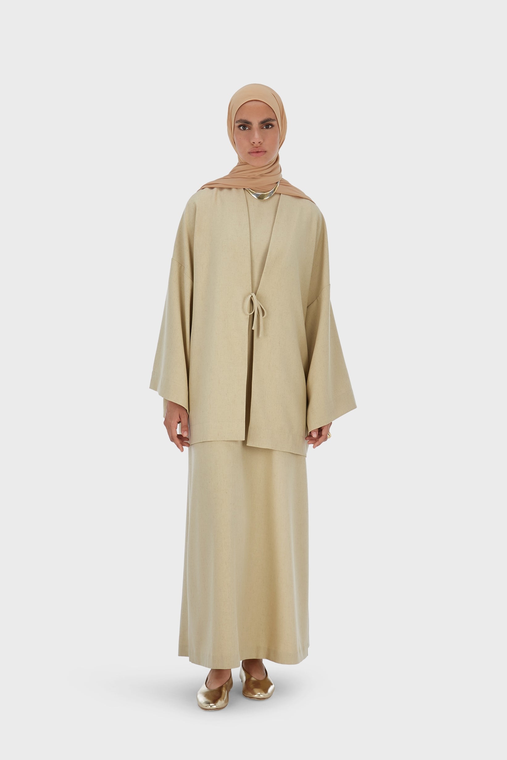 Front Tie Top | Warm Khaki