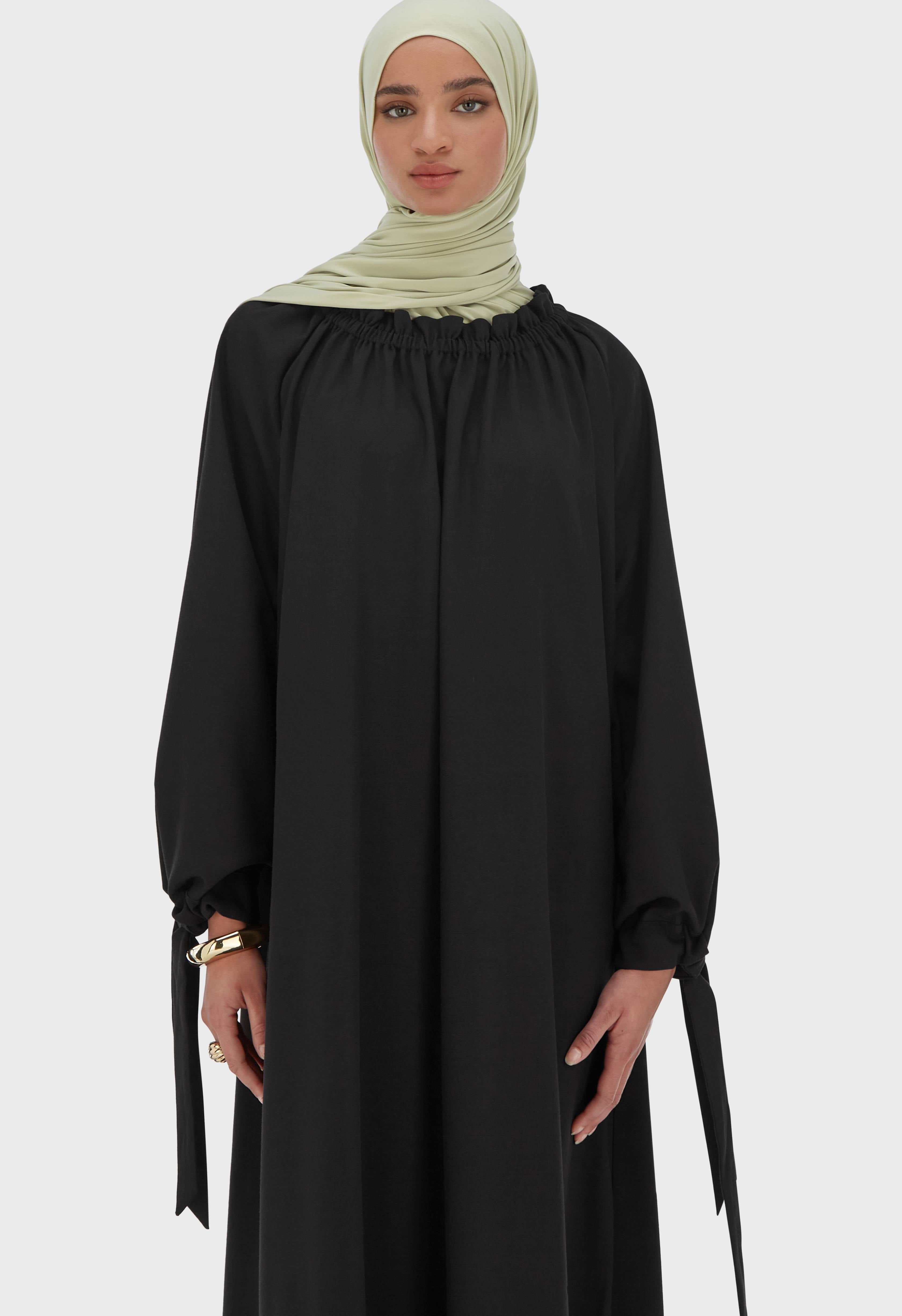 Gathered Neck Dress | Black