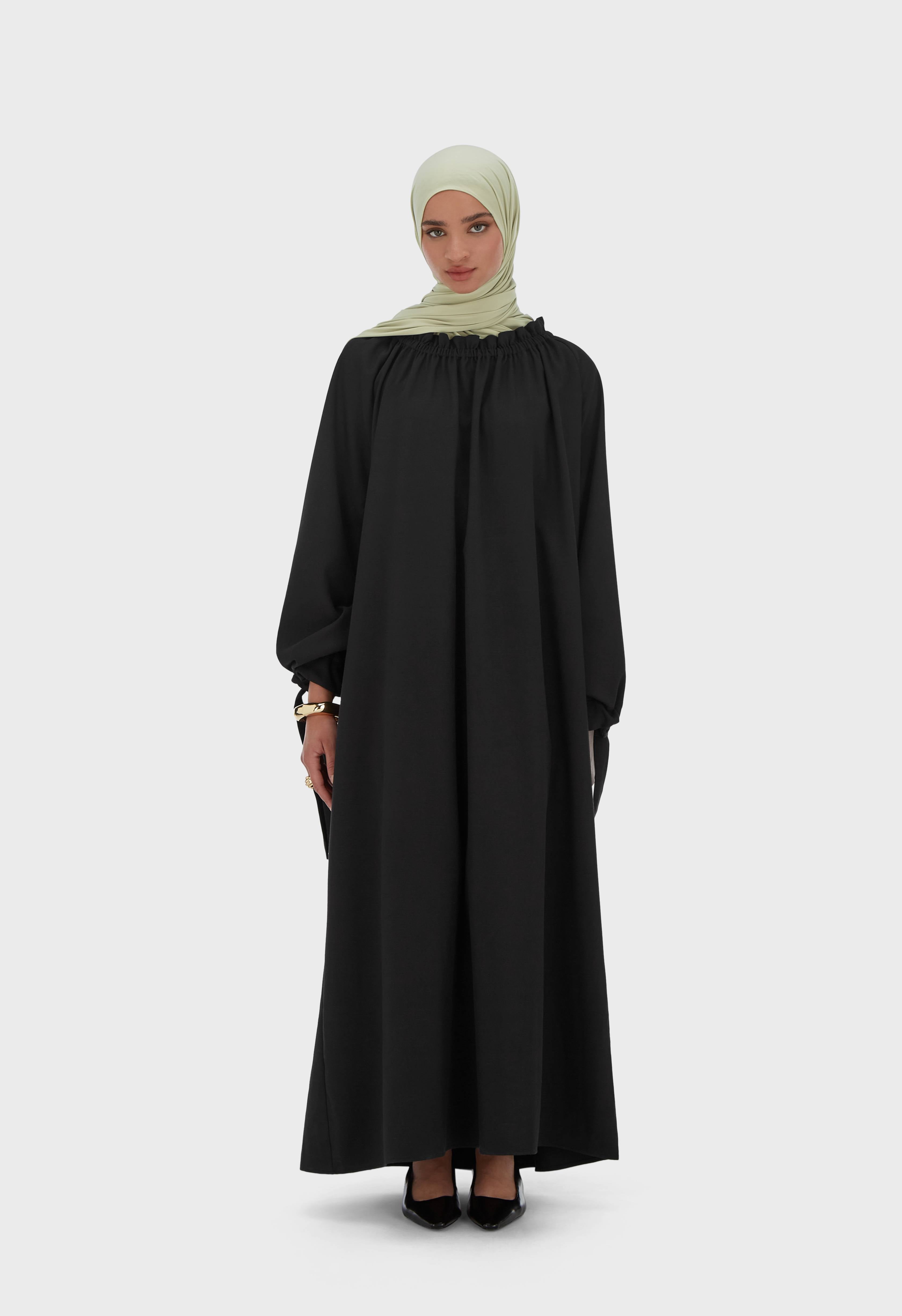 Gathered Neck Dress | Black