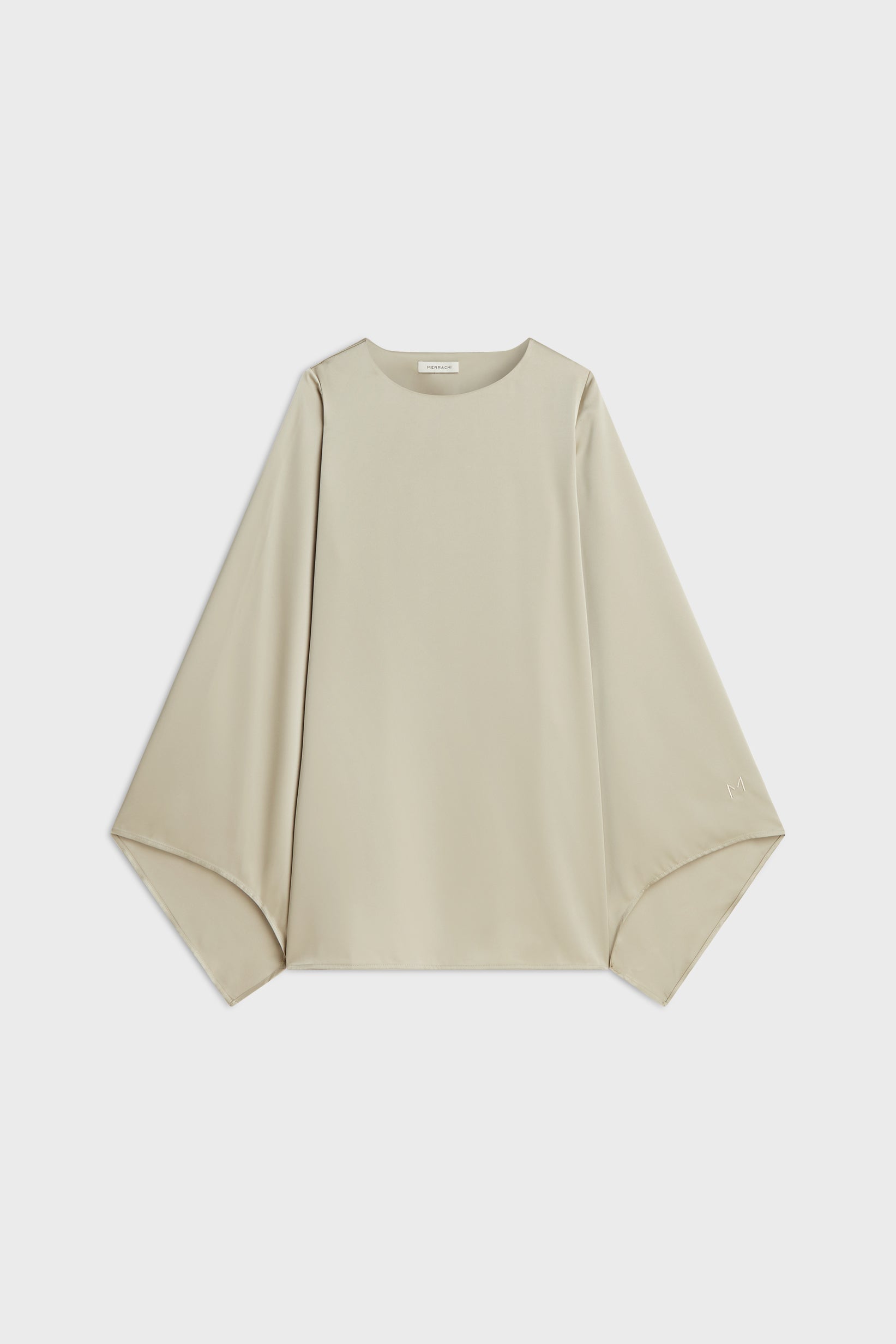 Satin Cape Top | Moss Gray