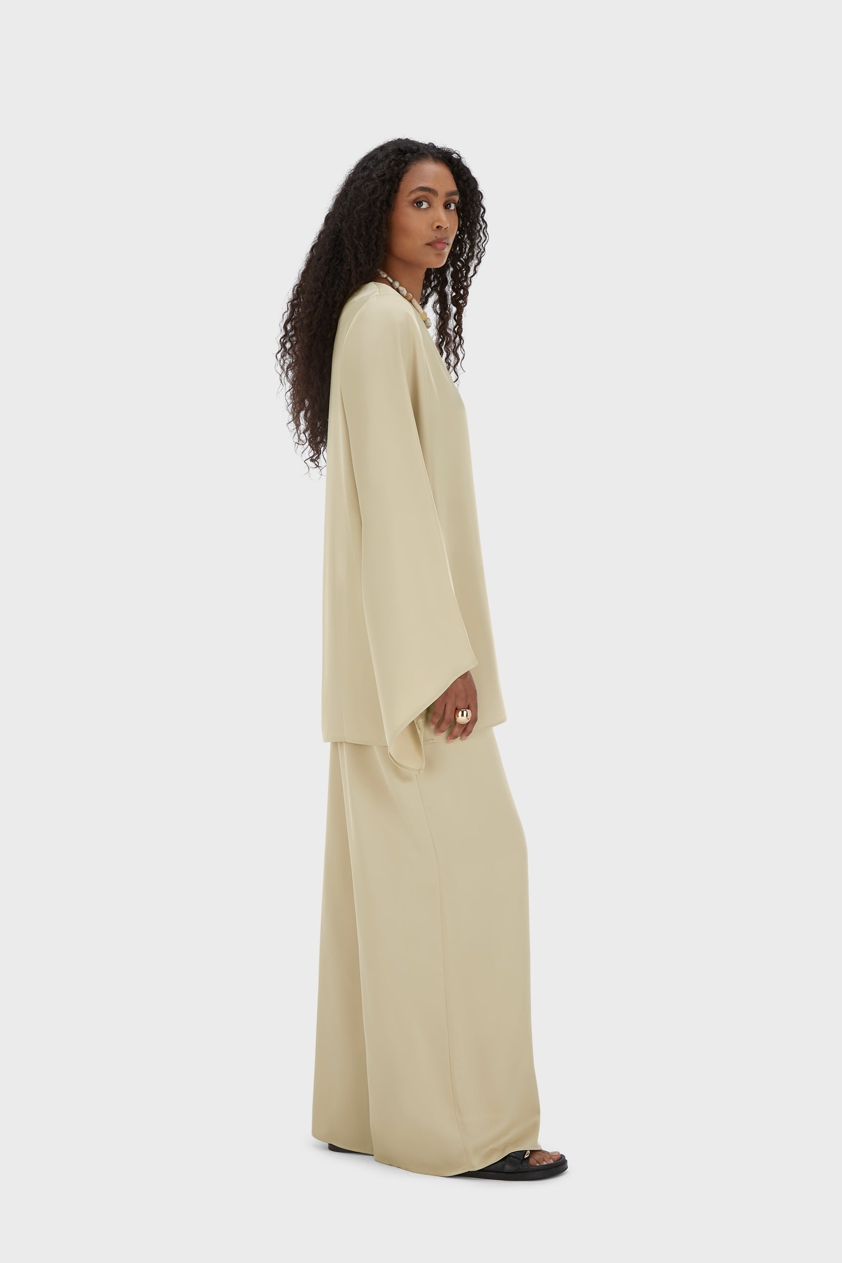 Satin Cape Top | Brown Rice