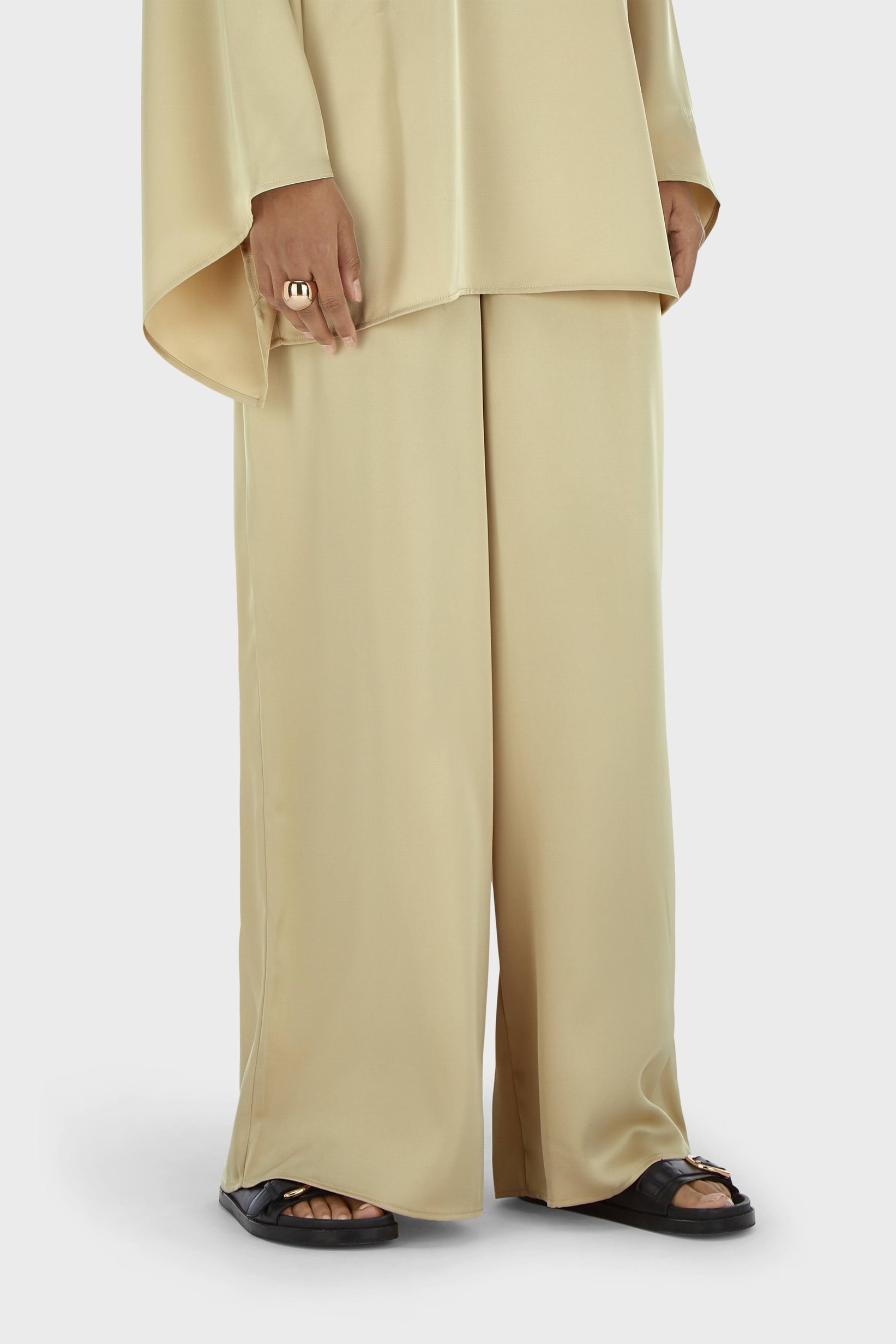 Satin Wide Leg Pants | Brown Rice