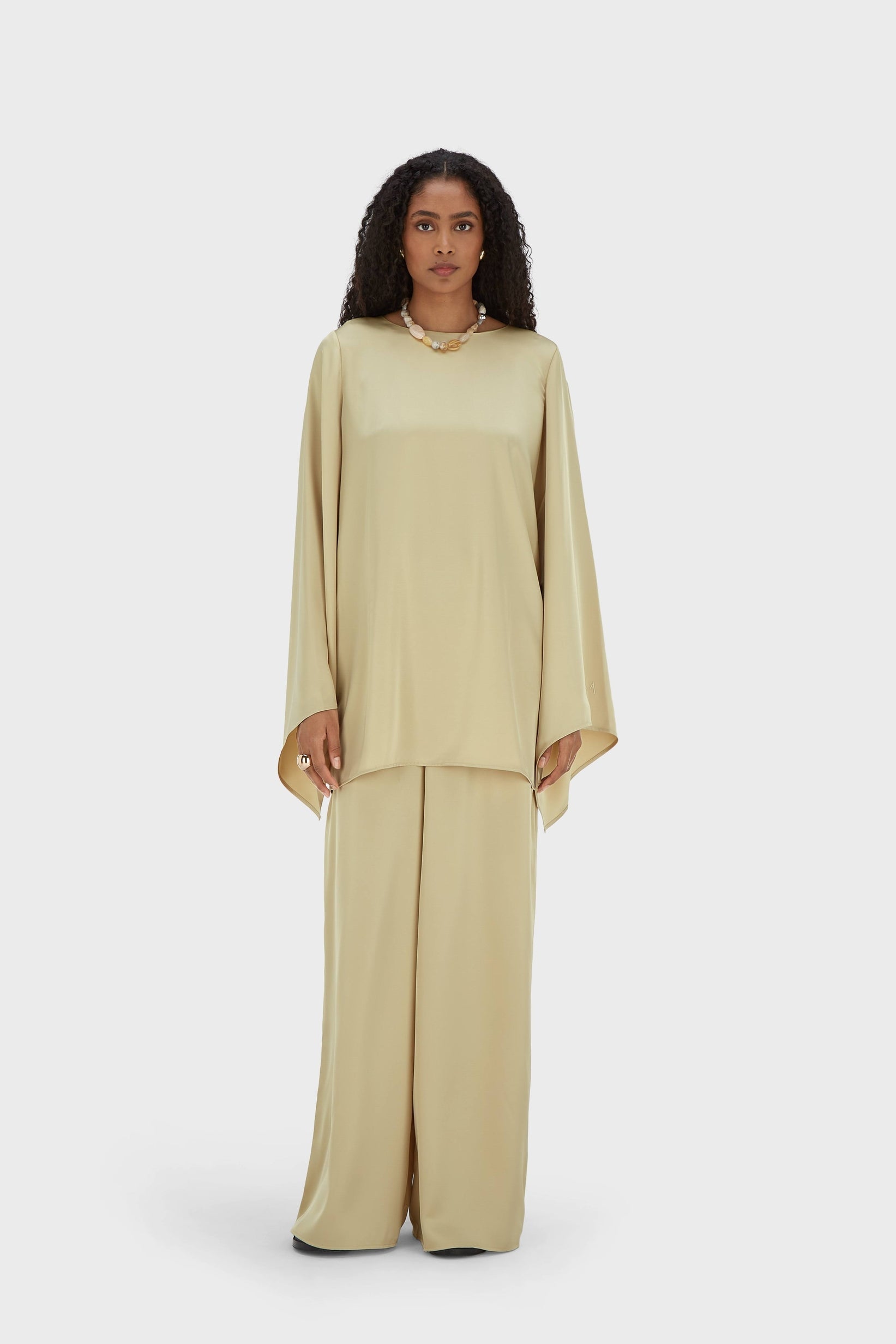 Satin Wide Leg Pants | Brown Rice