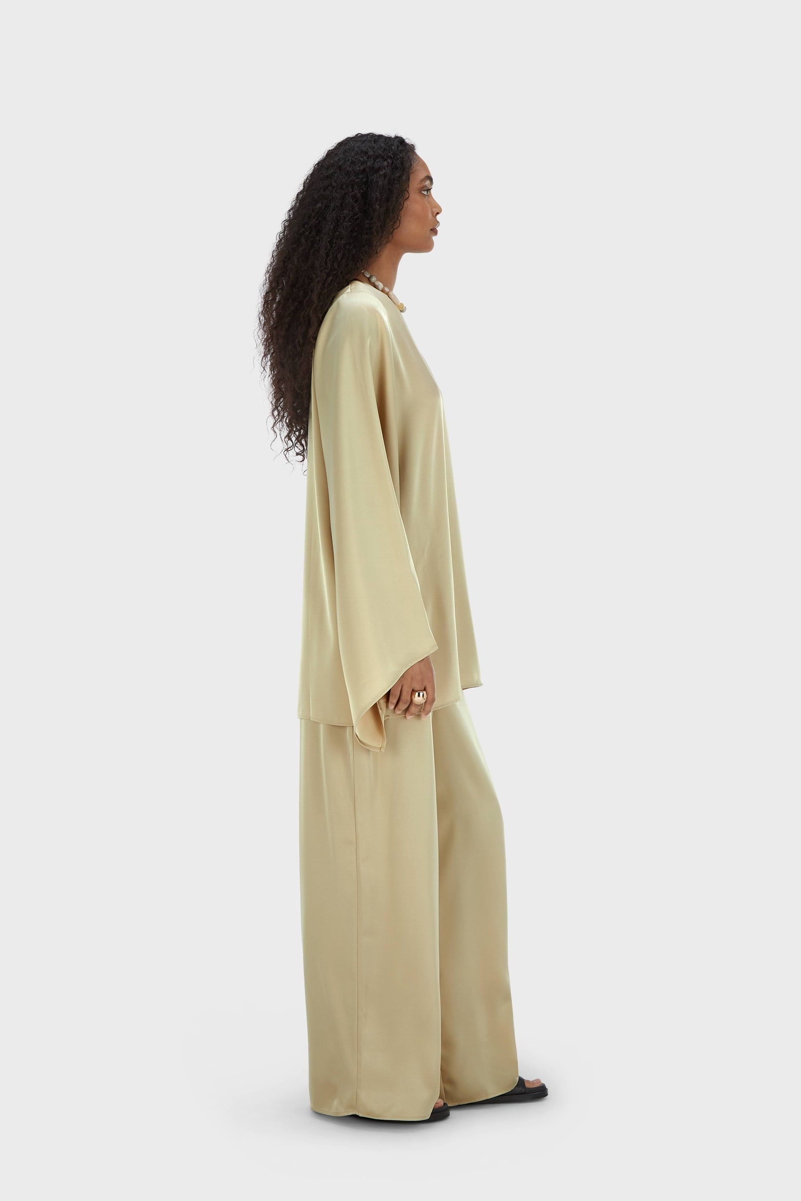 Satin Wide Leg Pants | Brown Rice