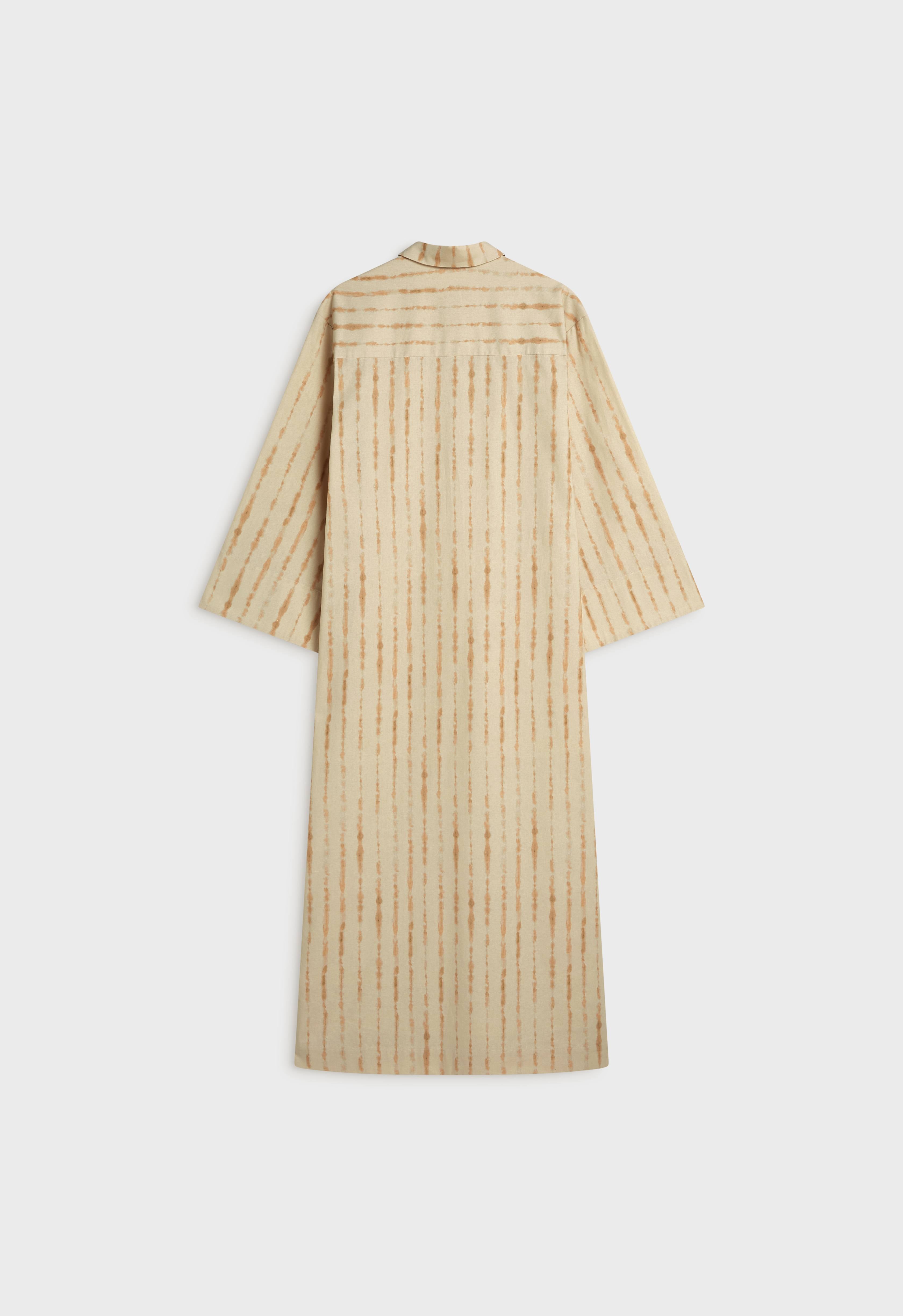 Shibori Kaftan Dress | Beige Rose