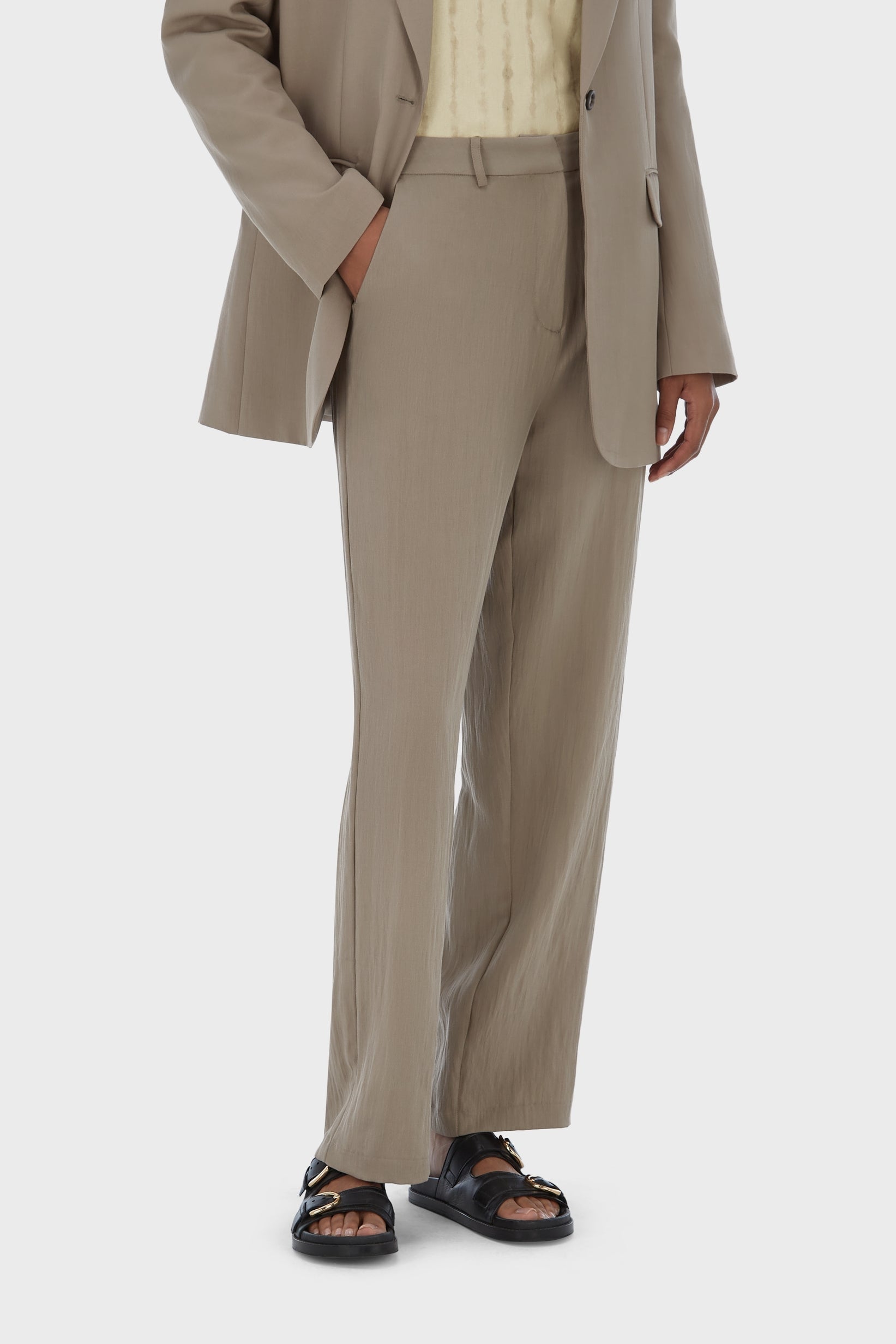 Structured Tailored Pants | Taupe