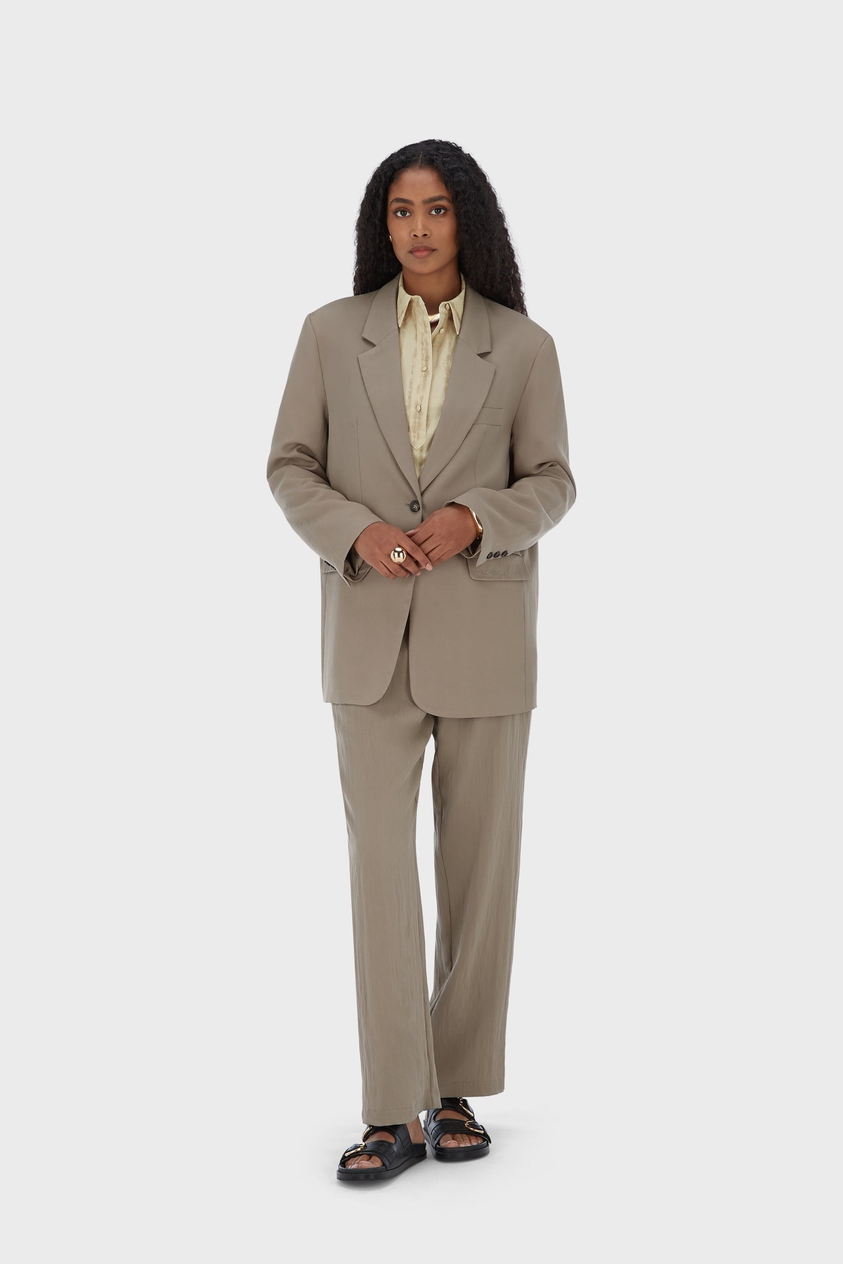 Structured Tailored Pants | Taupe