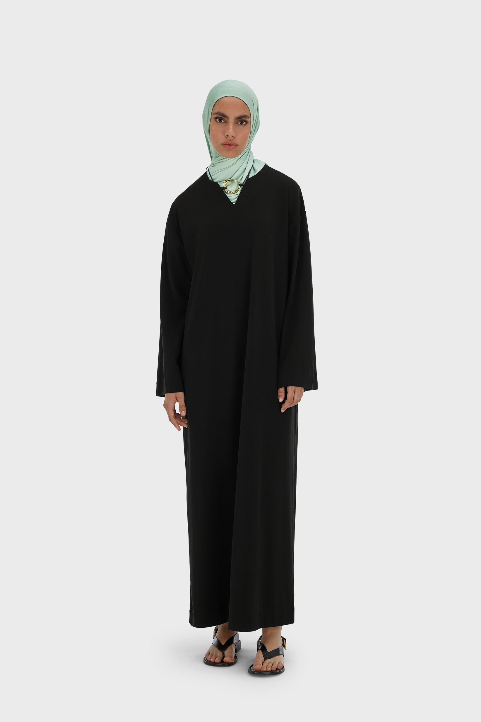 Summer Jersey Kaftan Dress | Black