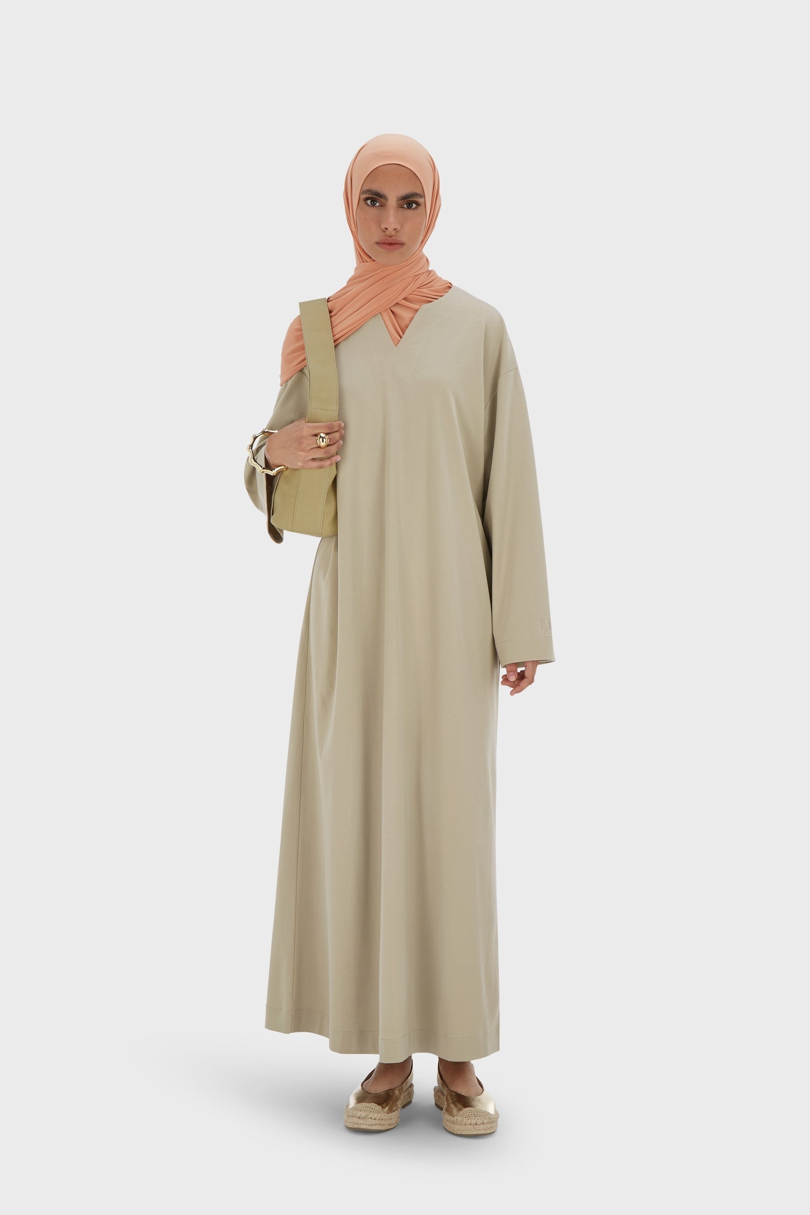 Summer Jersey Kaftan Dress | Moss Gray