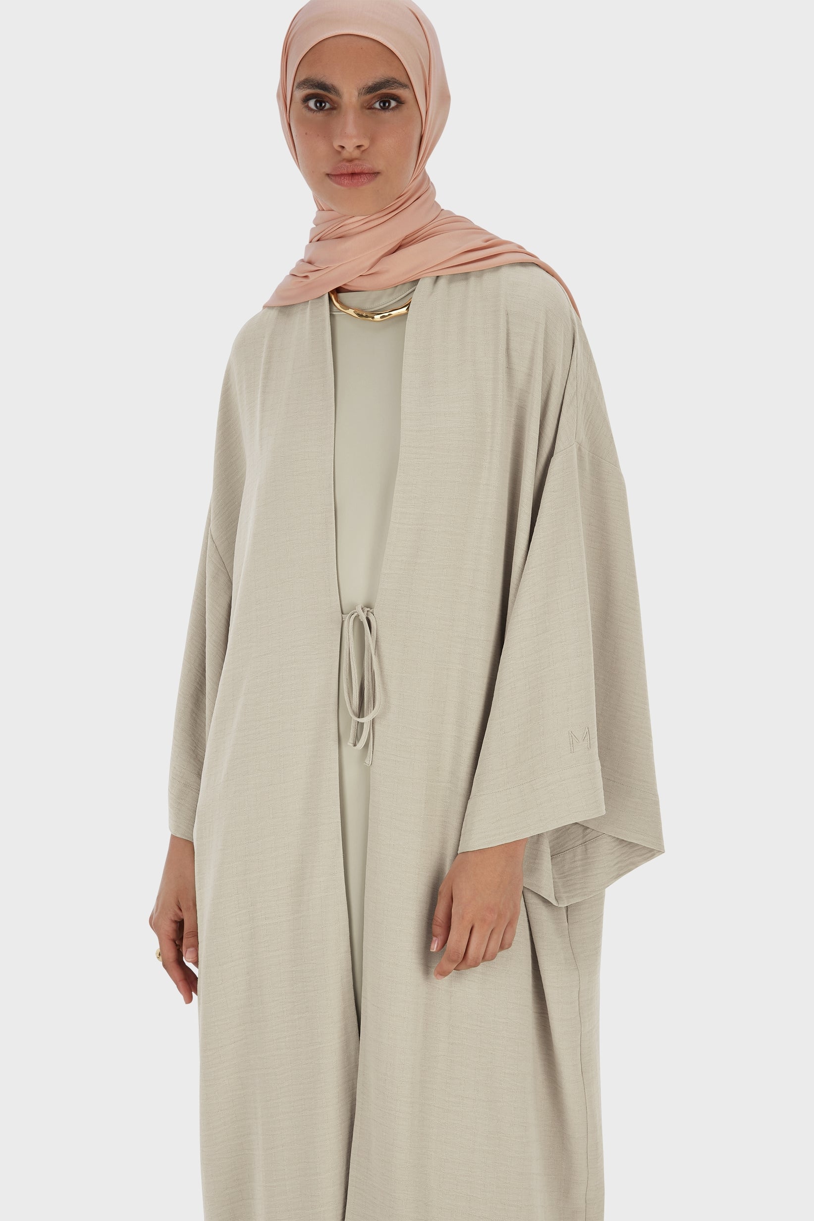 Summer Stripe Abaya | Moss Gray