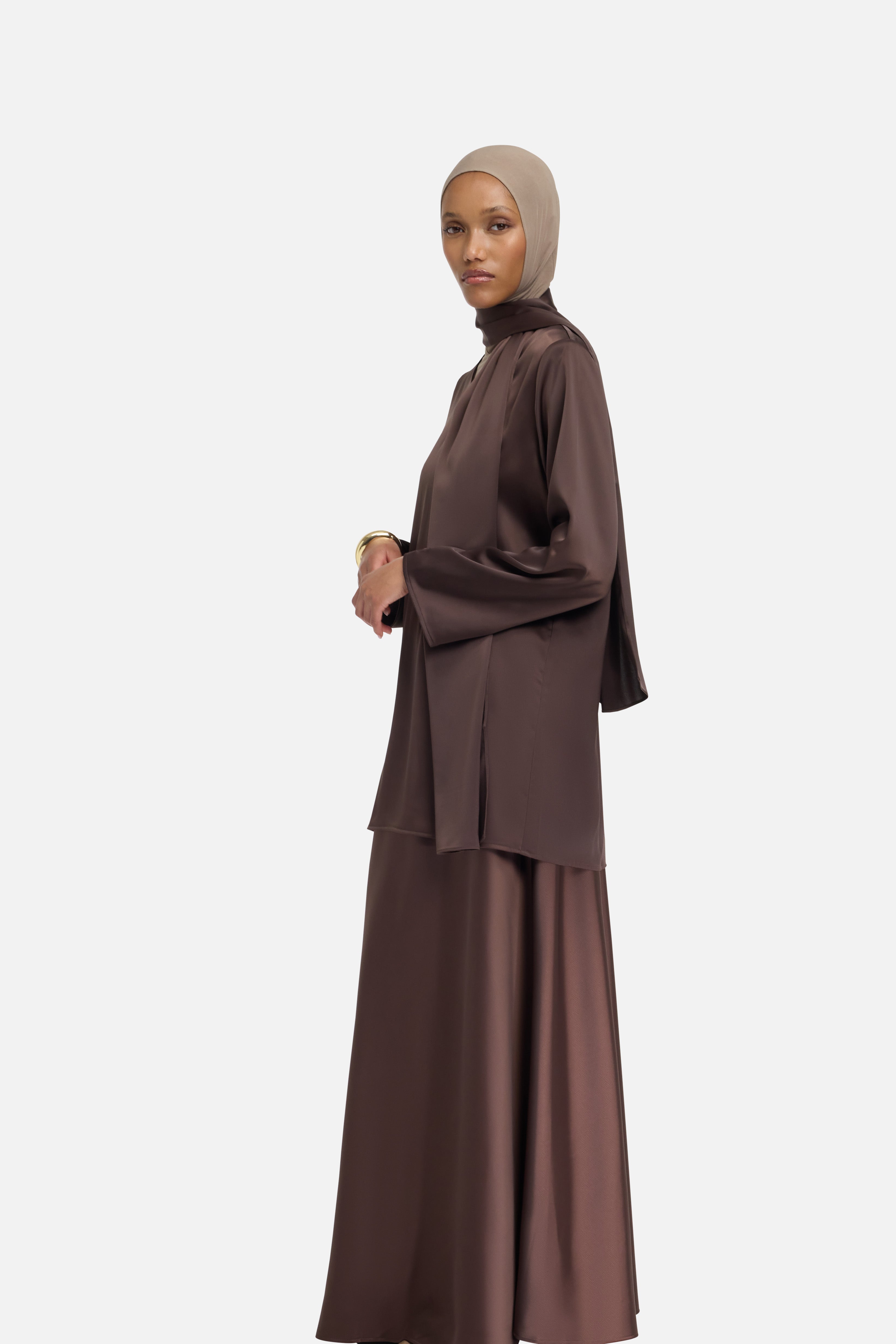 Satin Skirt | Dark Brown