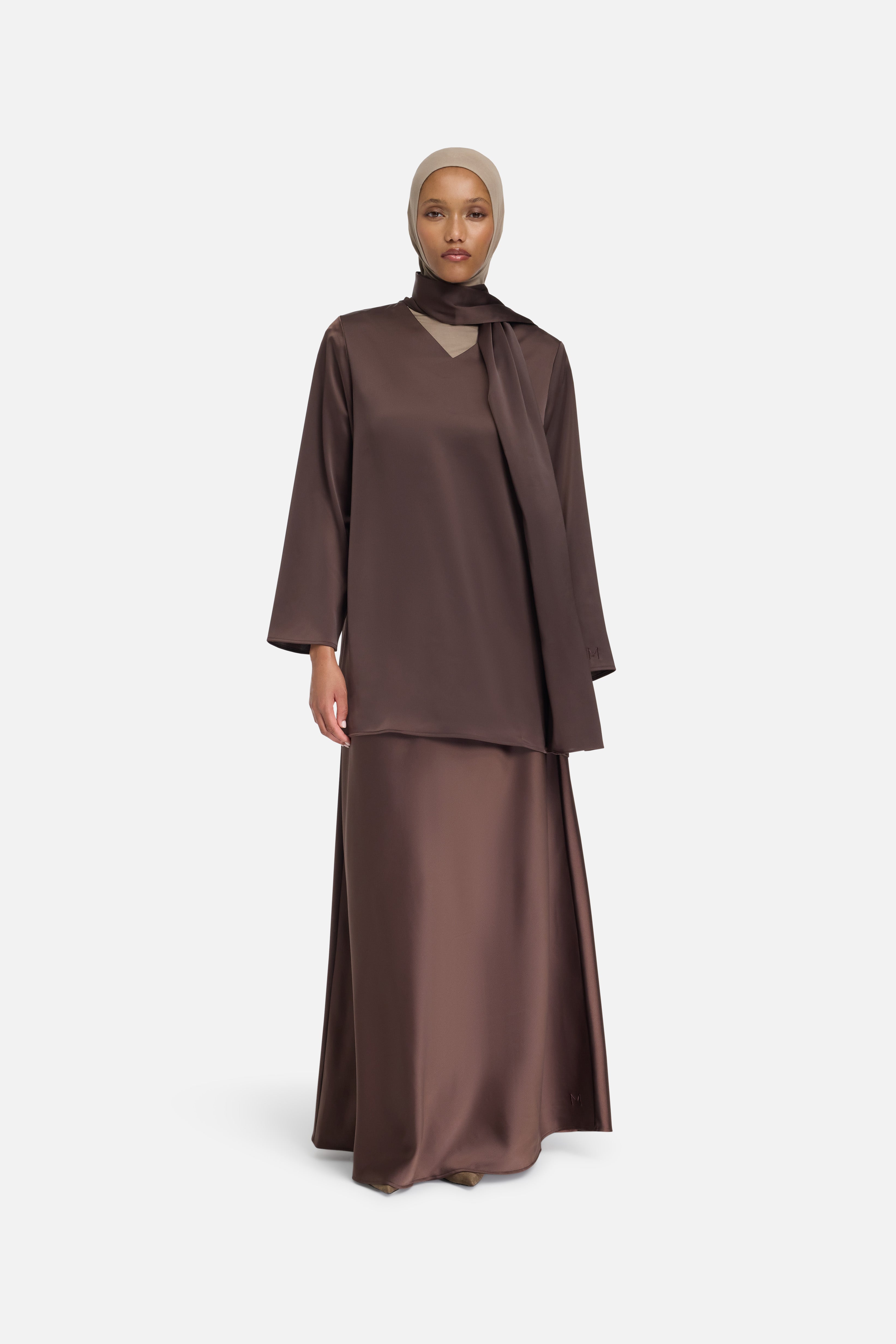 Satin Skirt | Dark Brown