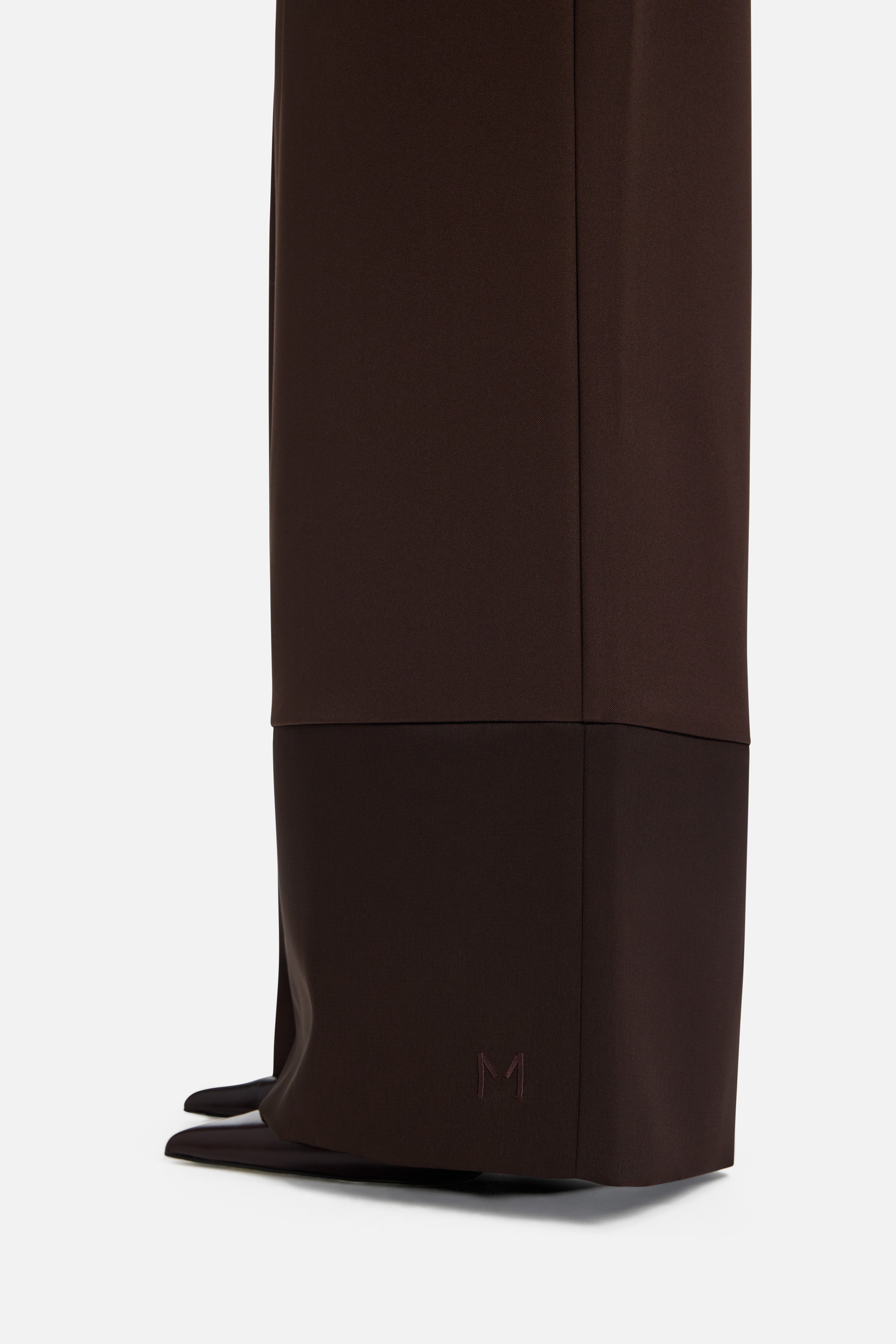 Satin Trim Trouser | Dark Brown