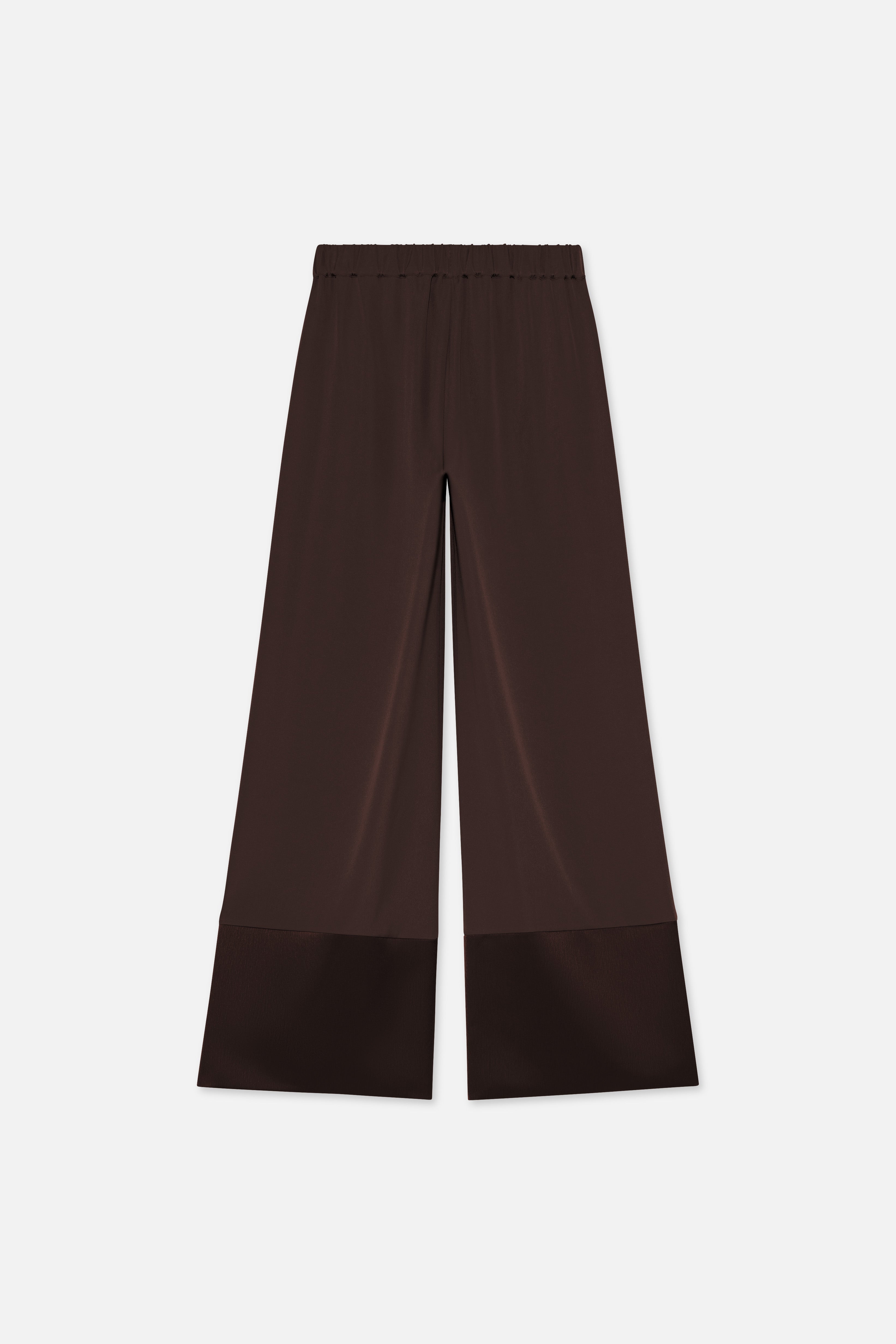 Satin Trim Trouser | Dark Brown