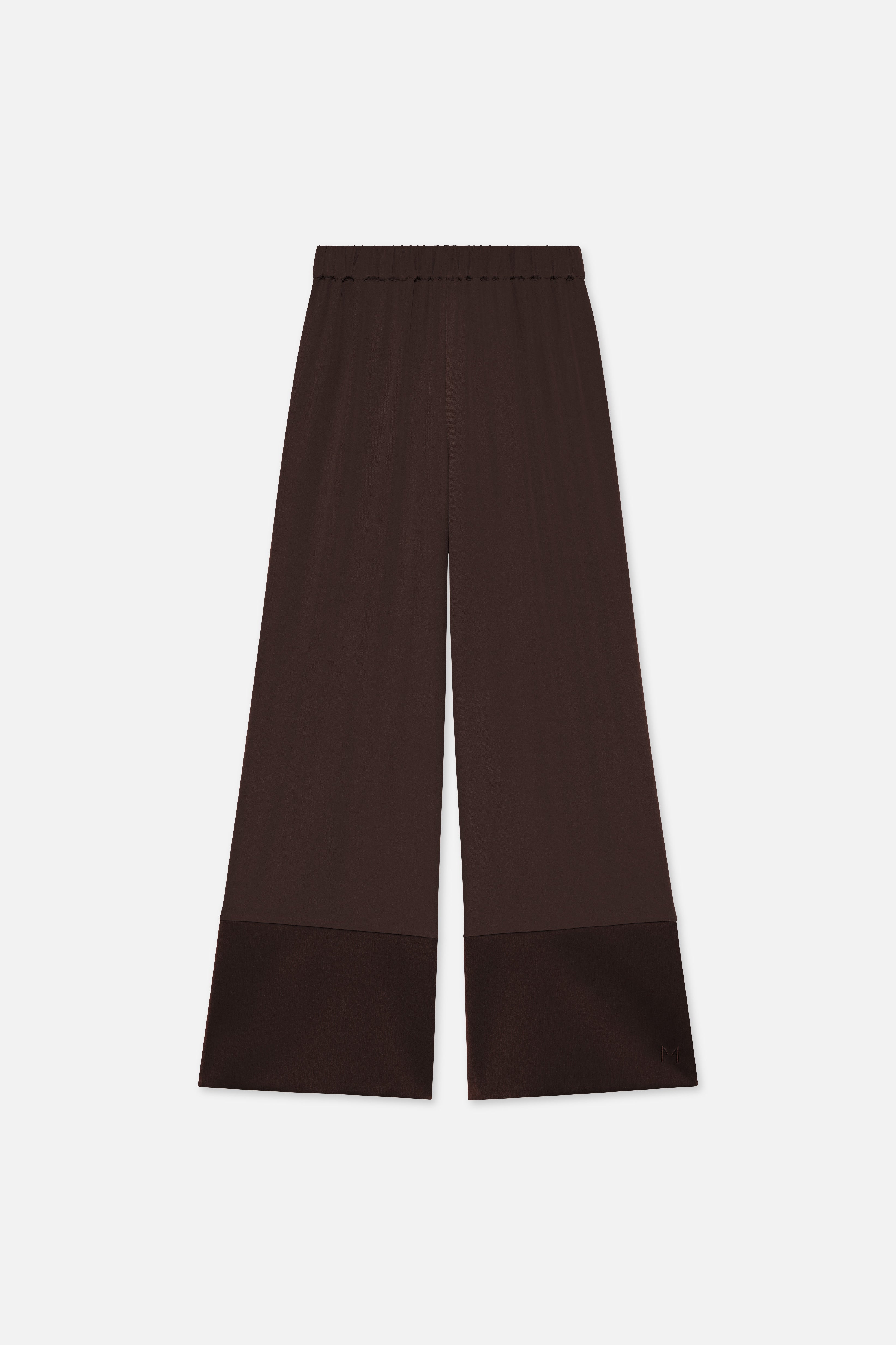 Satin Trim Trouser | Dark Brown