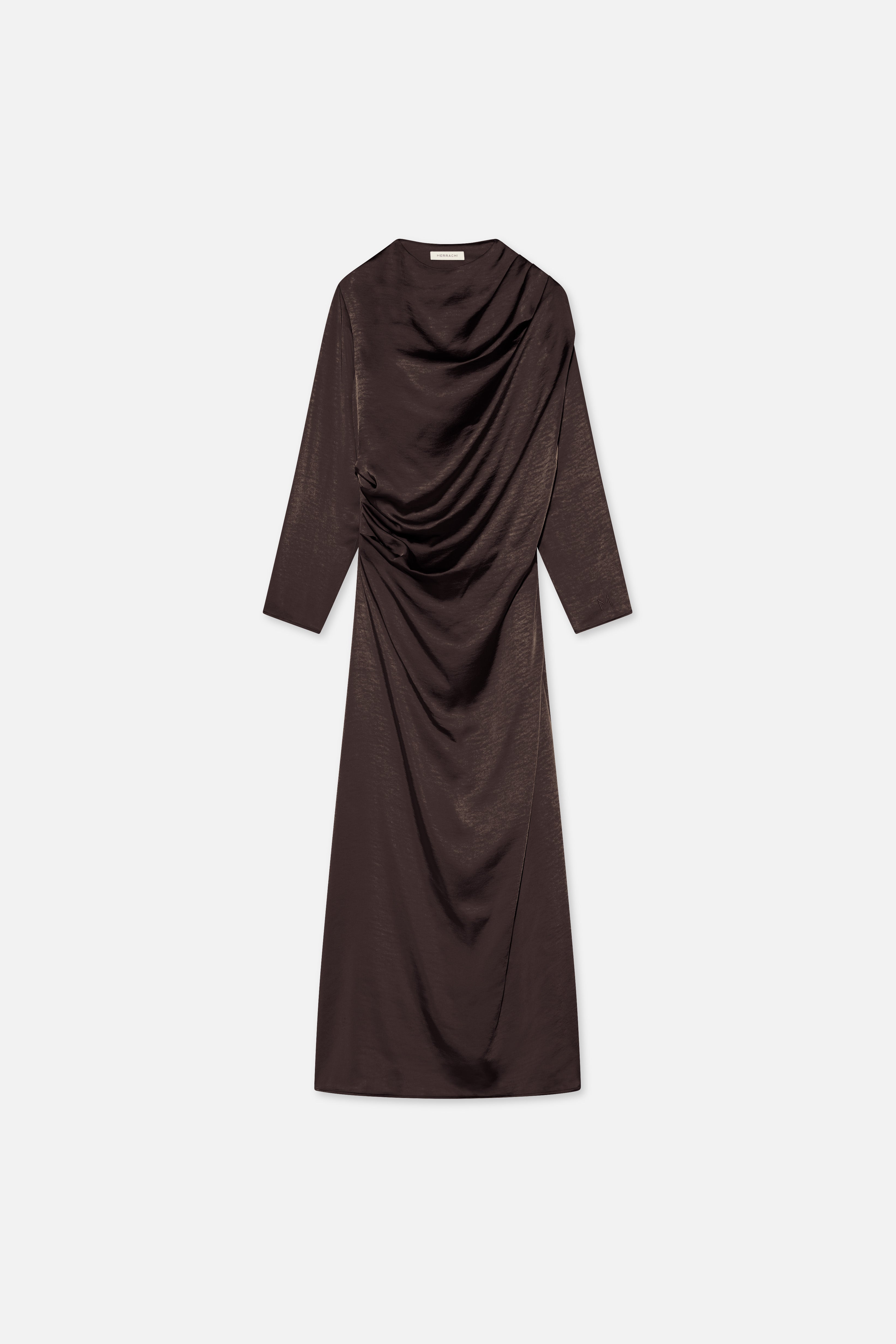 Shoulder Drape Dress | Dark Brown