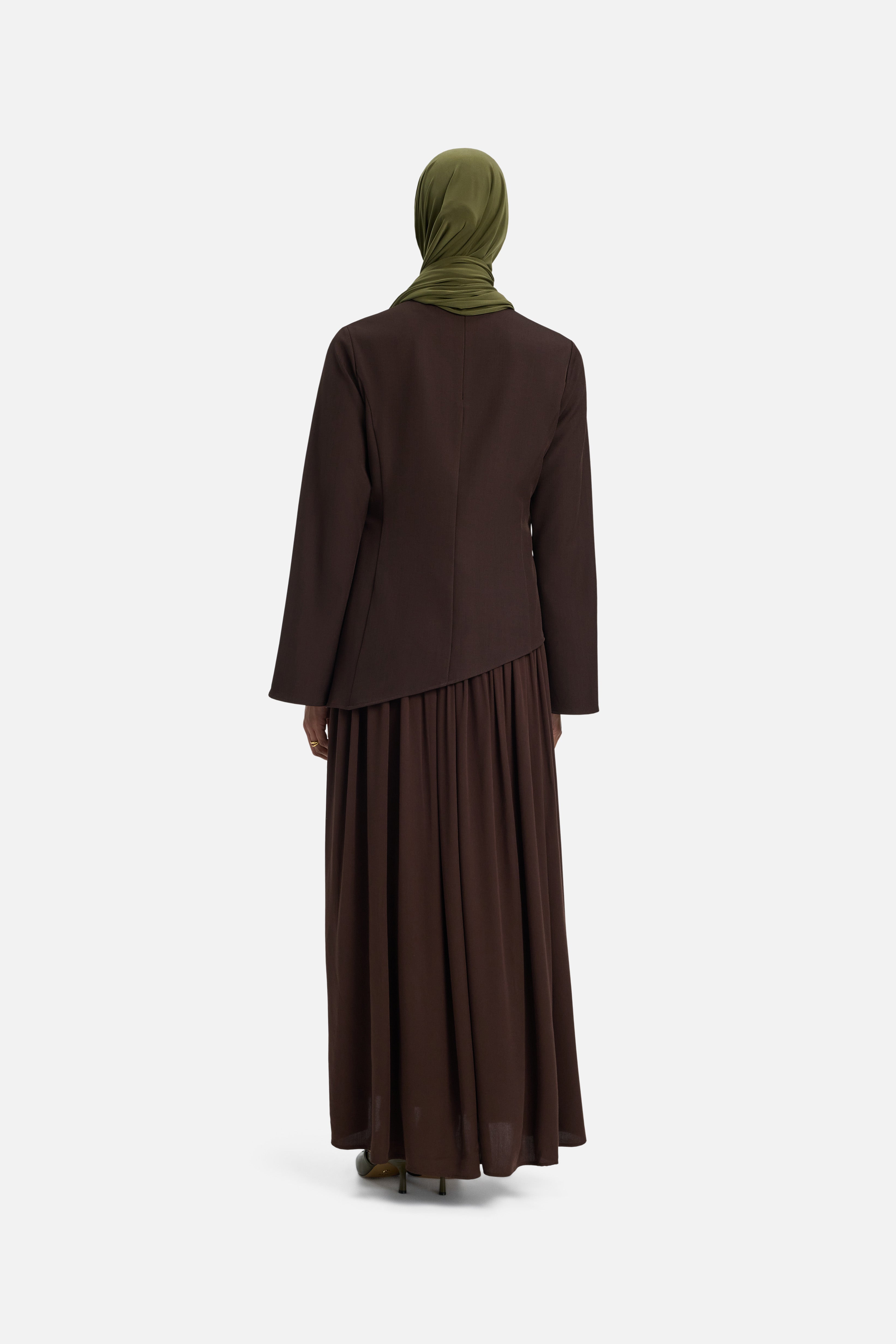 Soft Curved Tailored Dress | Dark Brown