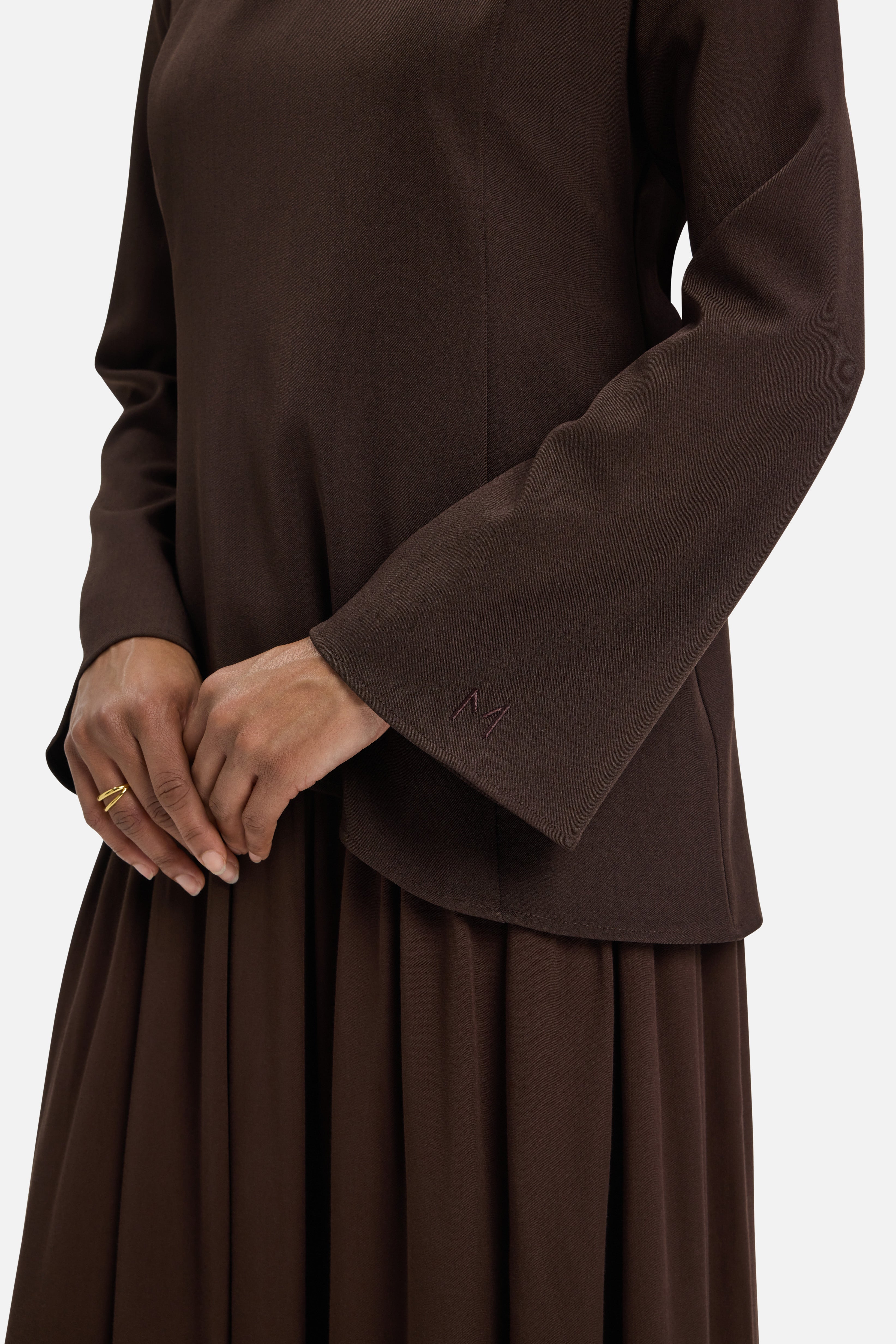 Soft Curved Tailored Dress | Dark Brown