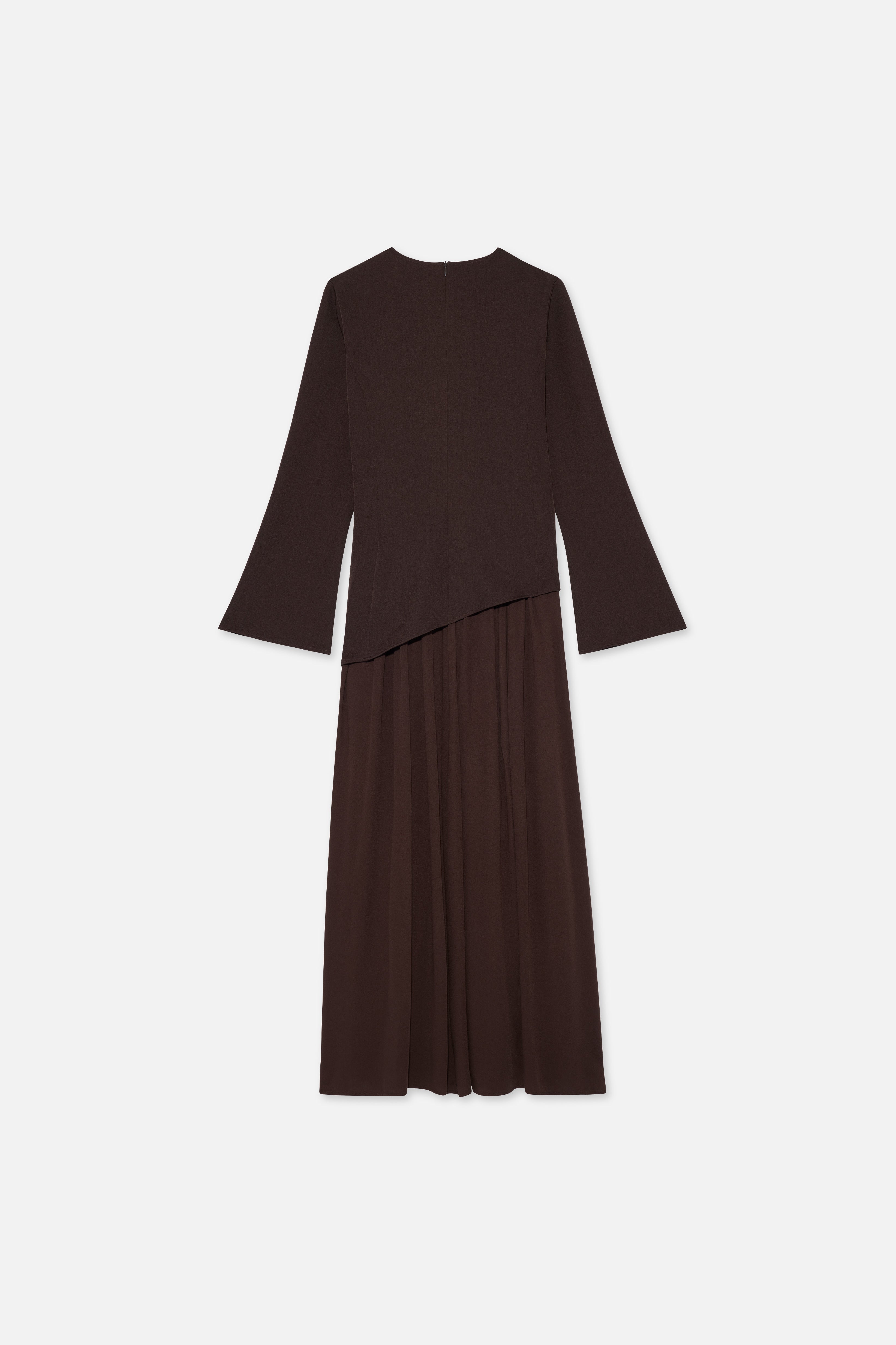 Soft Curved Tailored Dress | Dark Brown