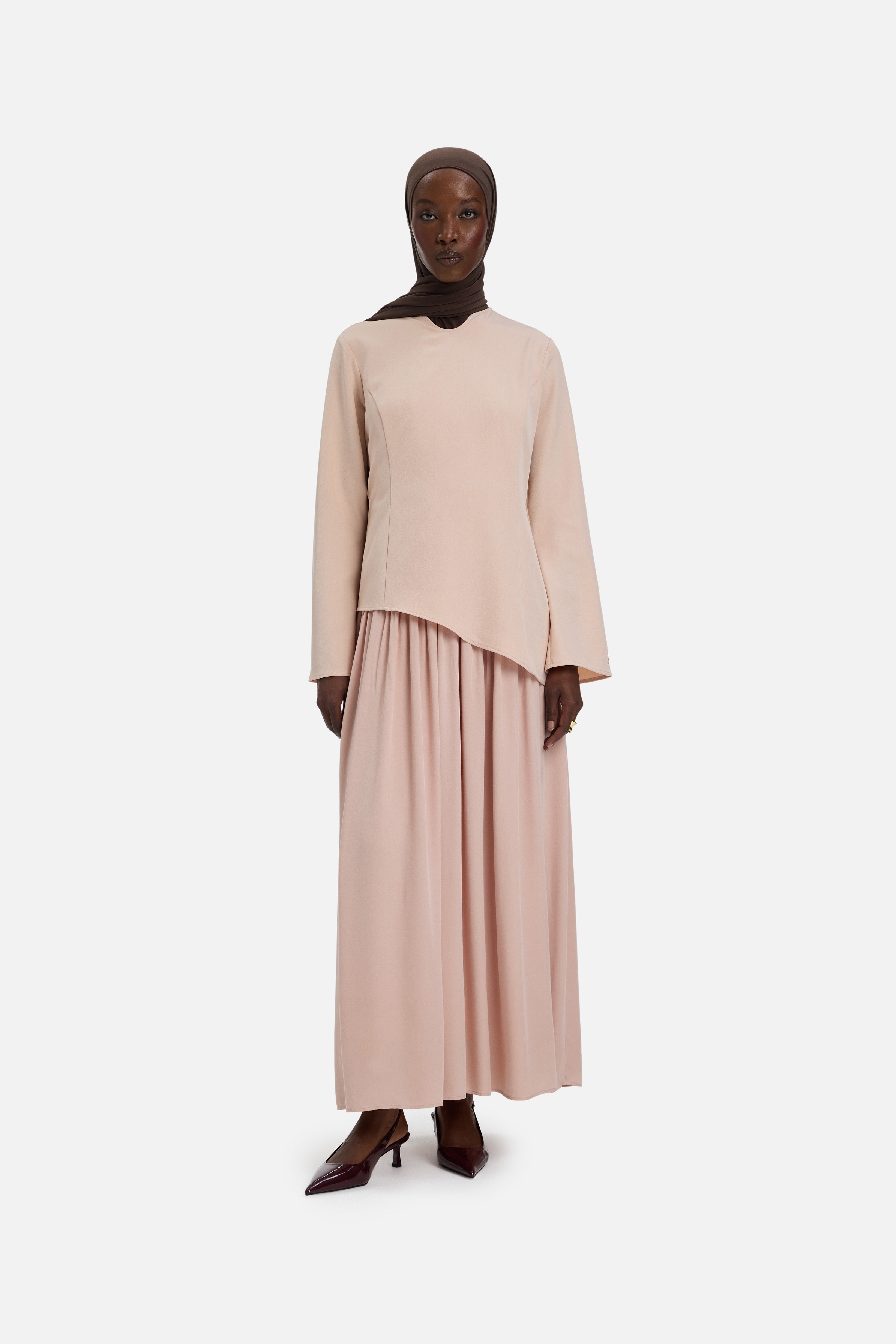 Soft Curved Tailored Dress | Dark Rose