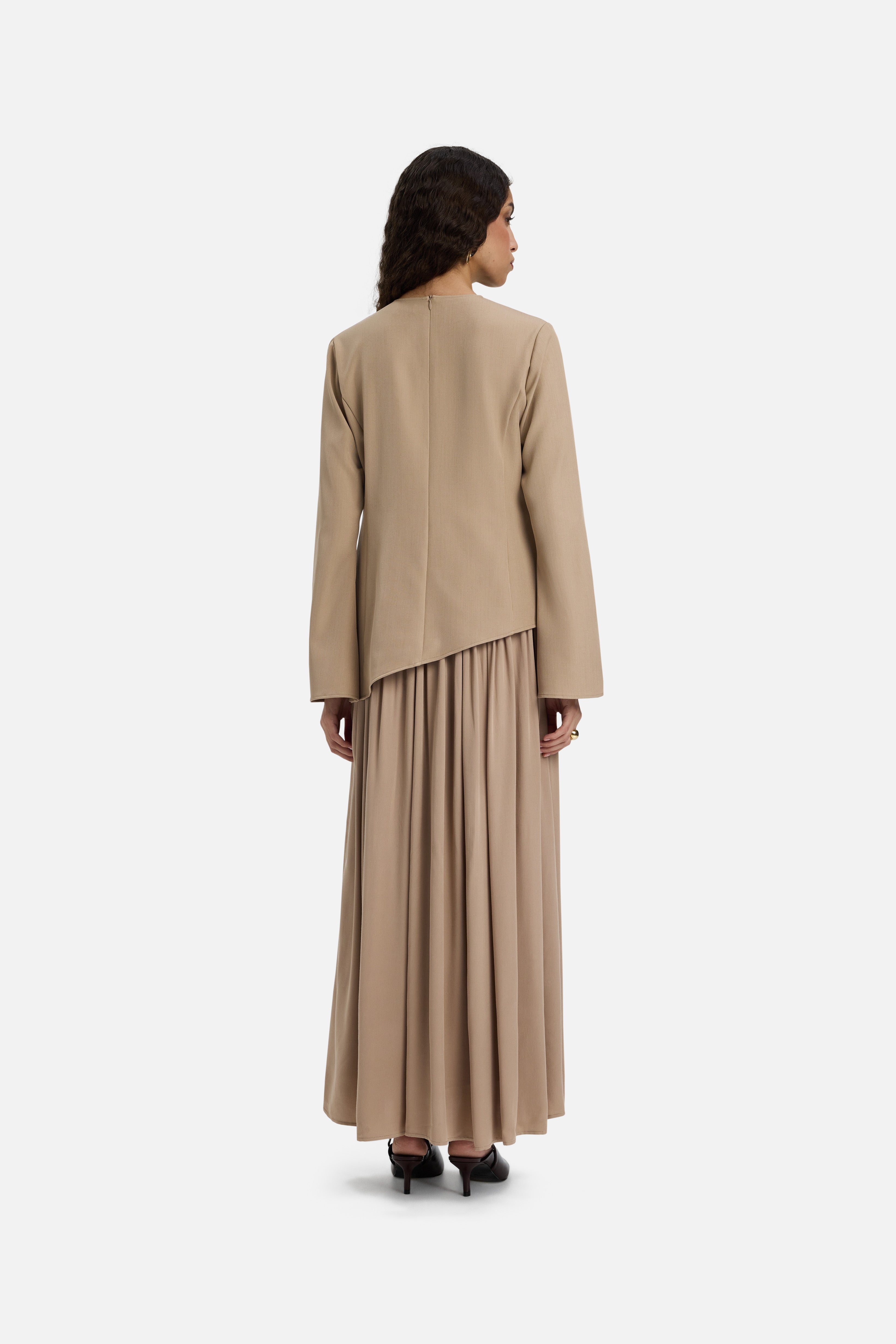 Soft Curved Tailored Dress | Mocha