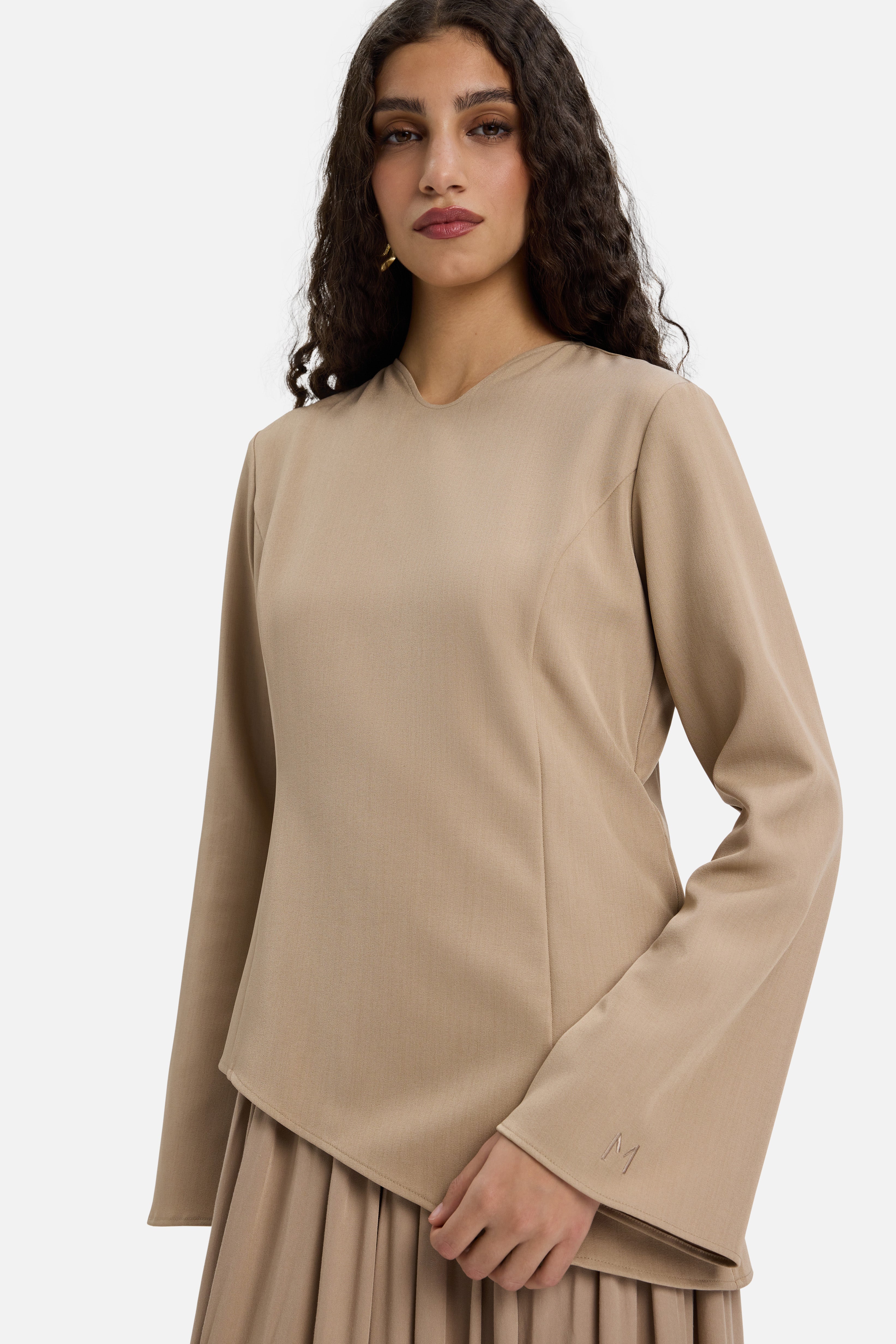 Soft Curved Tailored Dress | Mocha