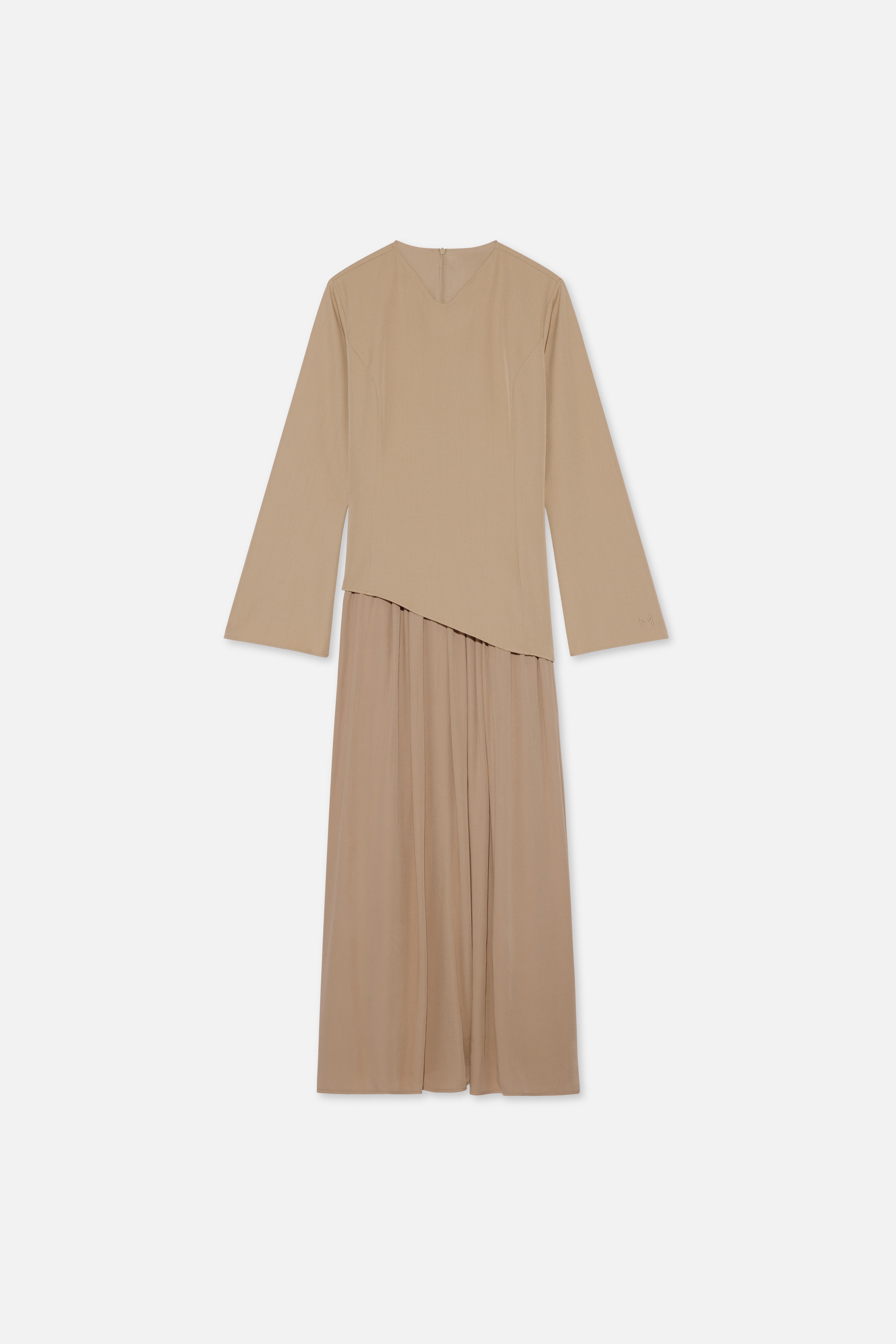 Soft Curved Tailored Dress | Mocha