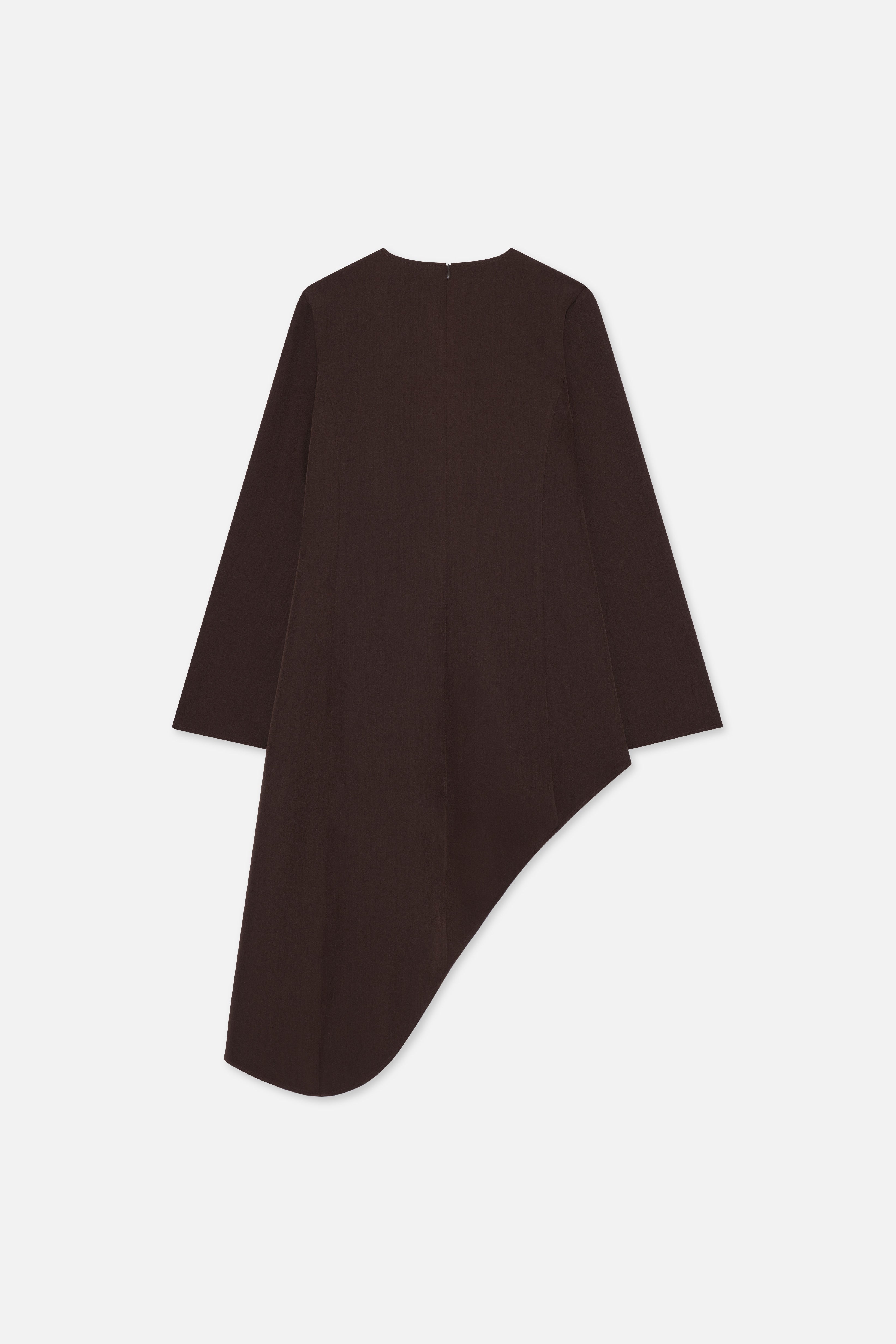 Soft Curved Tailored Top | Dark Brown