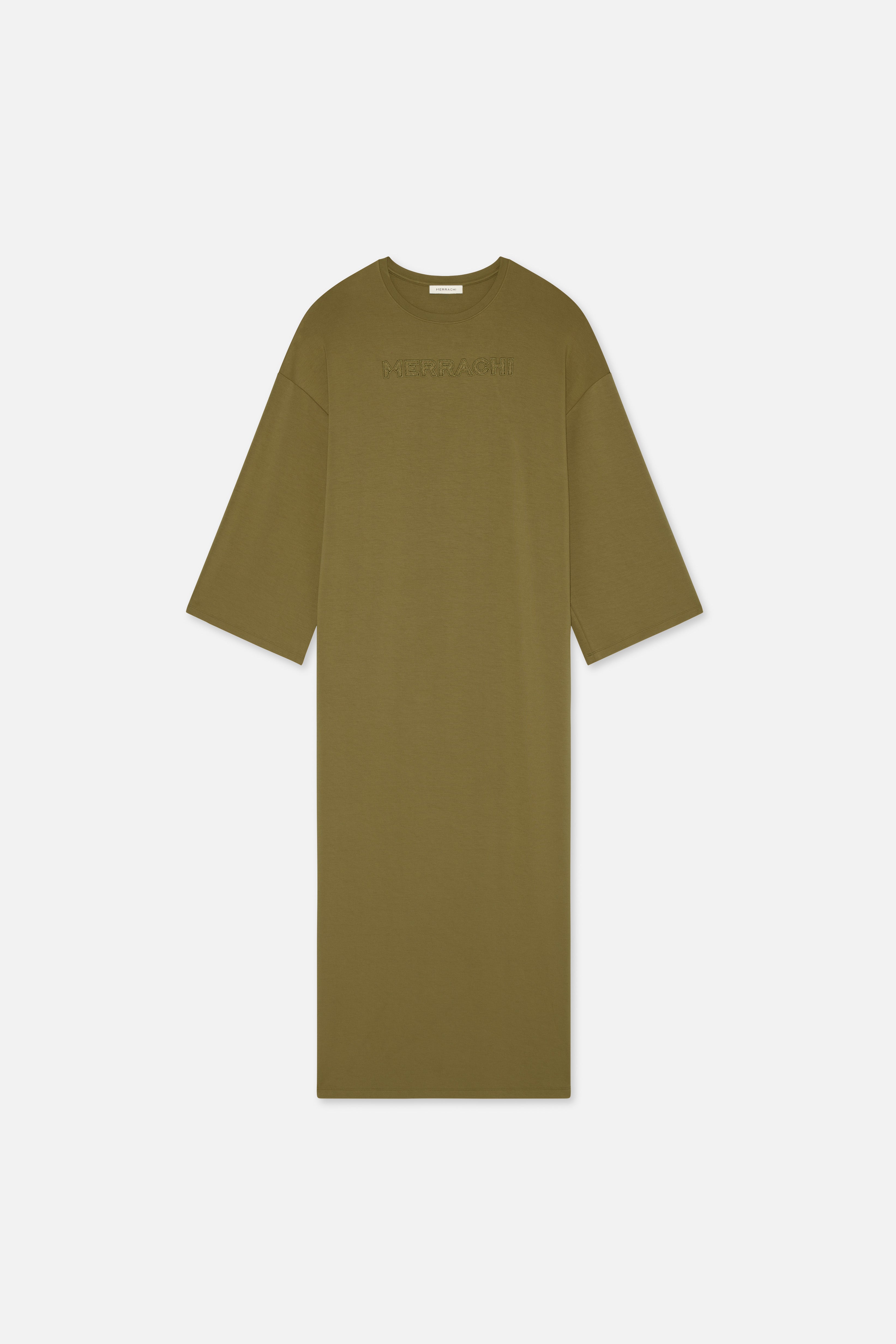 Flat lay green MERRACHI dress, front view
