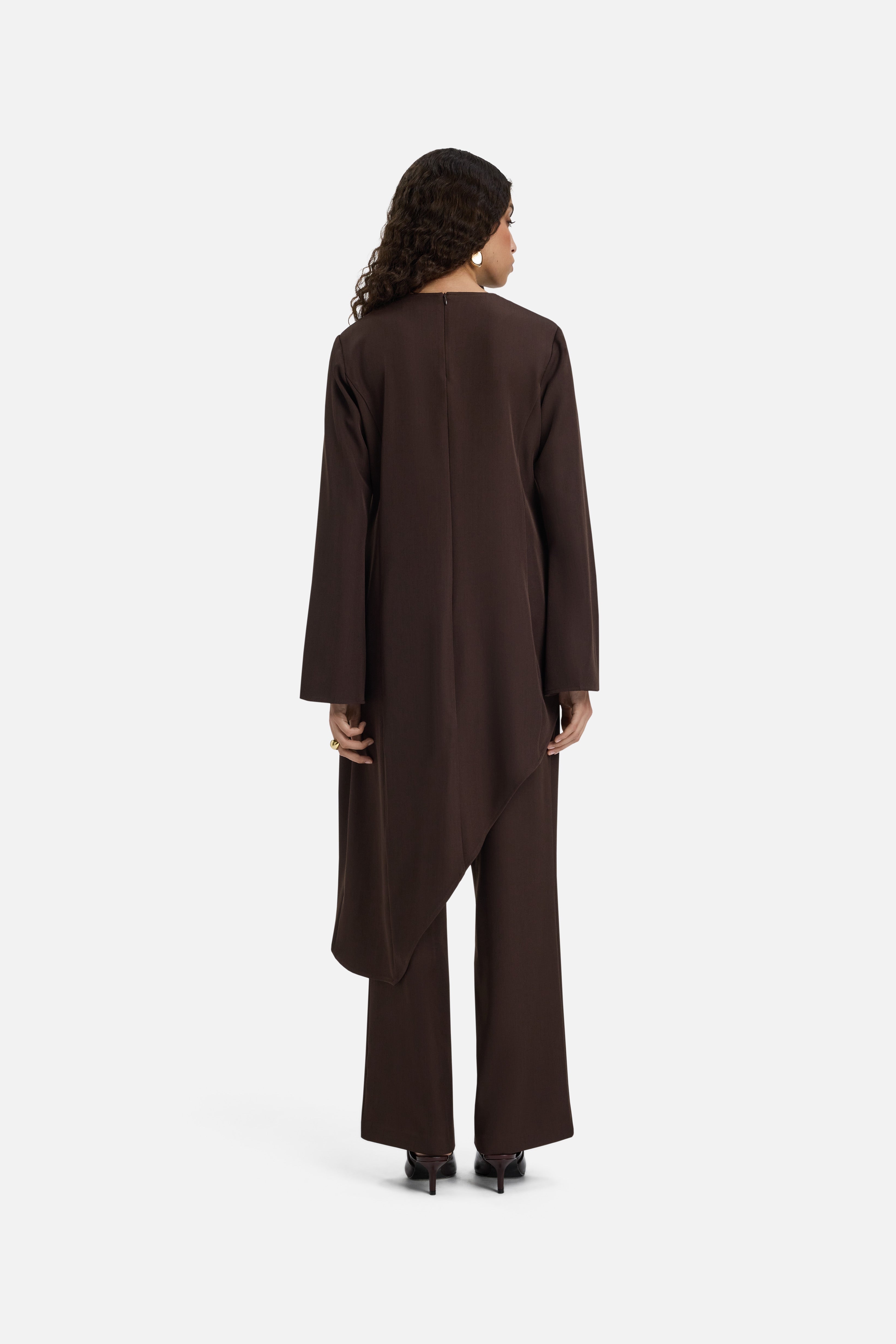 Straight Cut Tailored Pants | Dark Brown