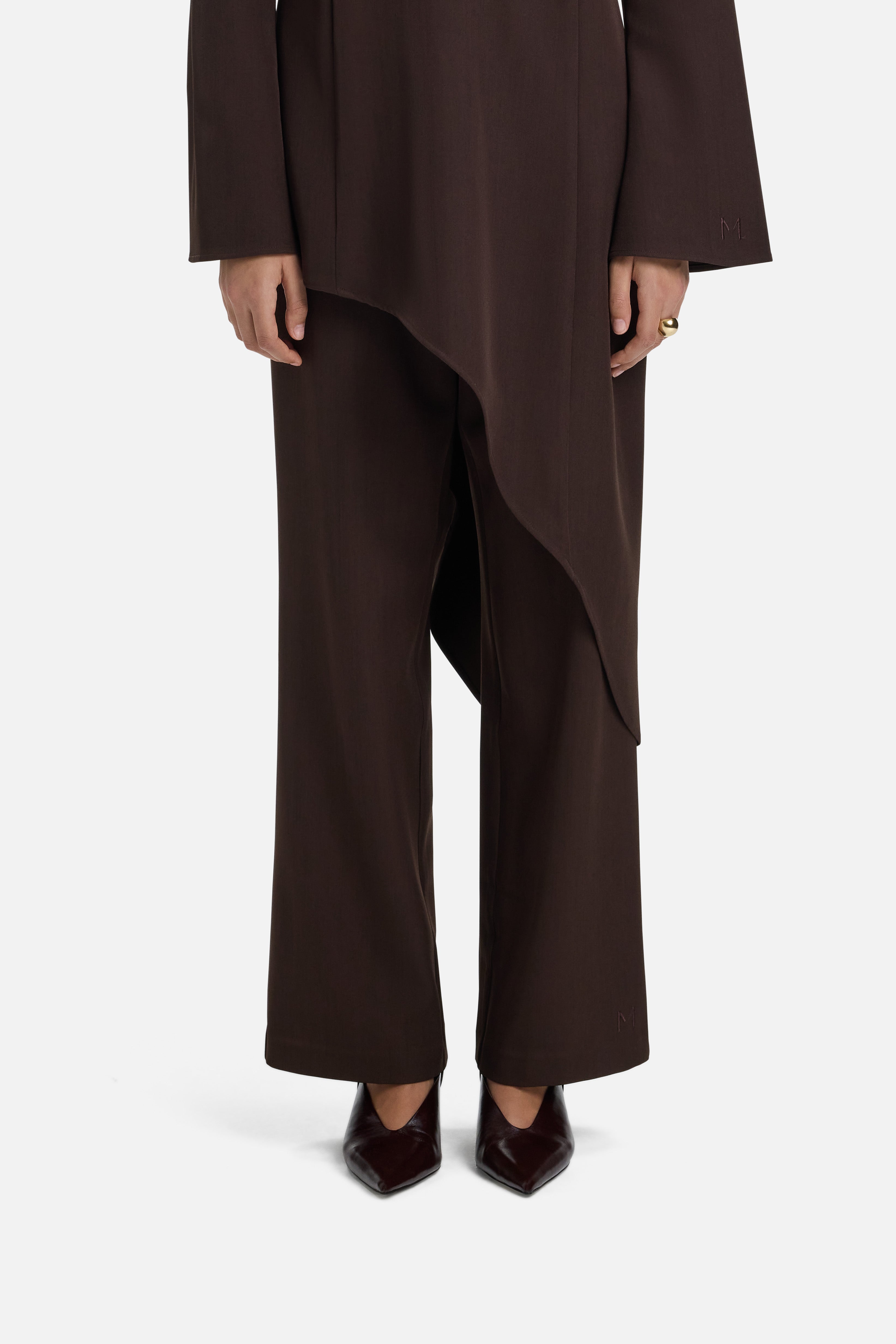 Straight Cut Tailored Pants | Dark Brown