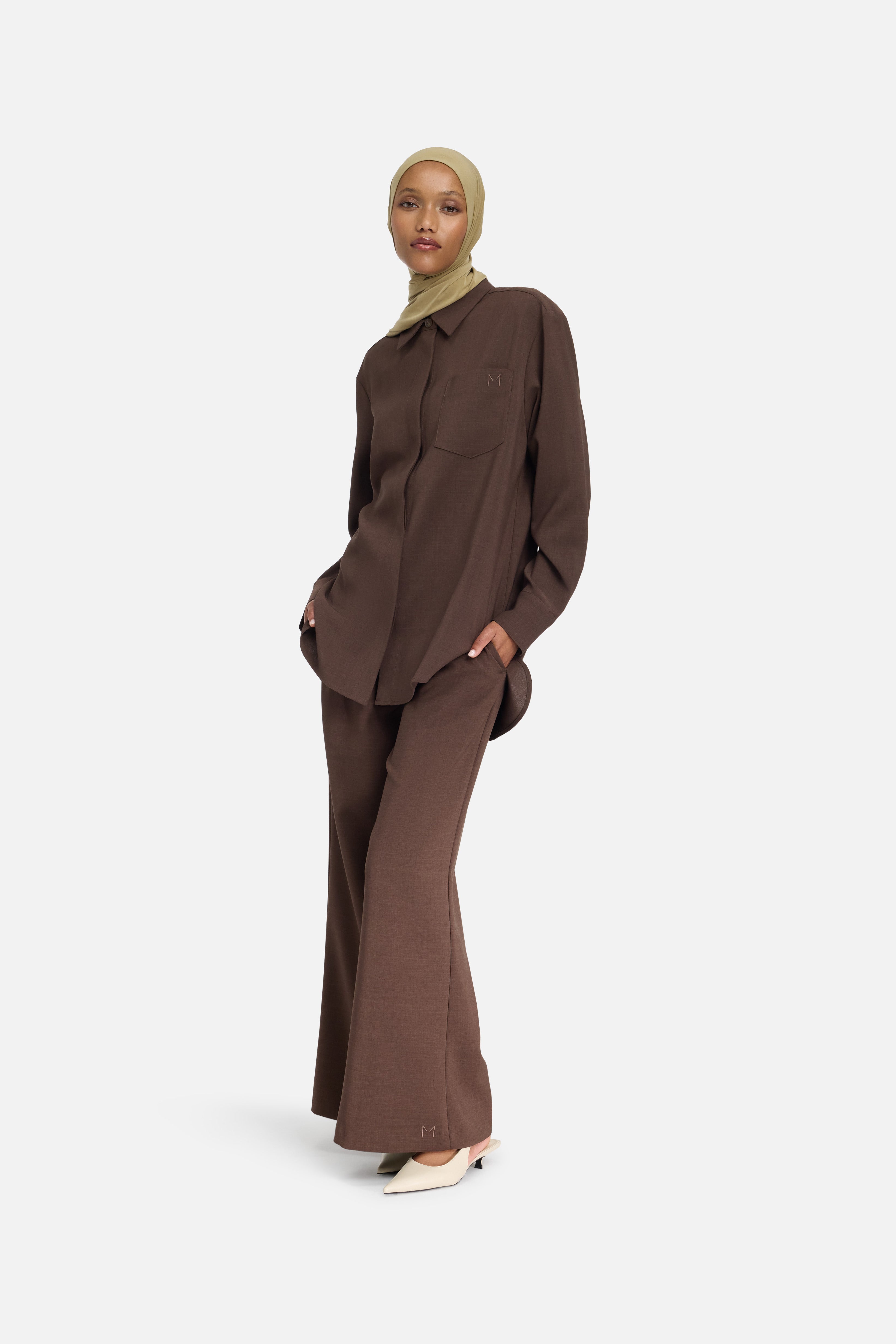 Flared Trousers | Dark Brown