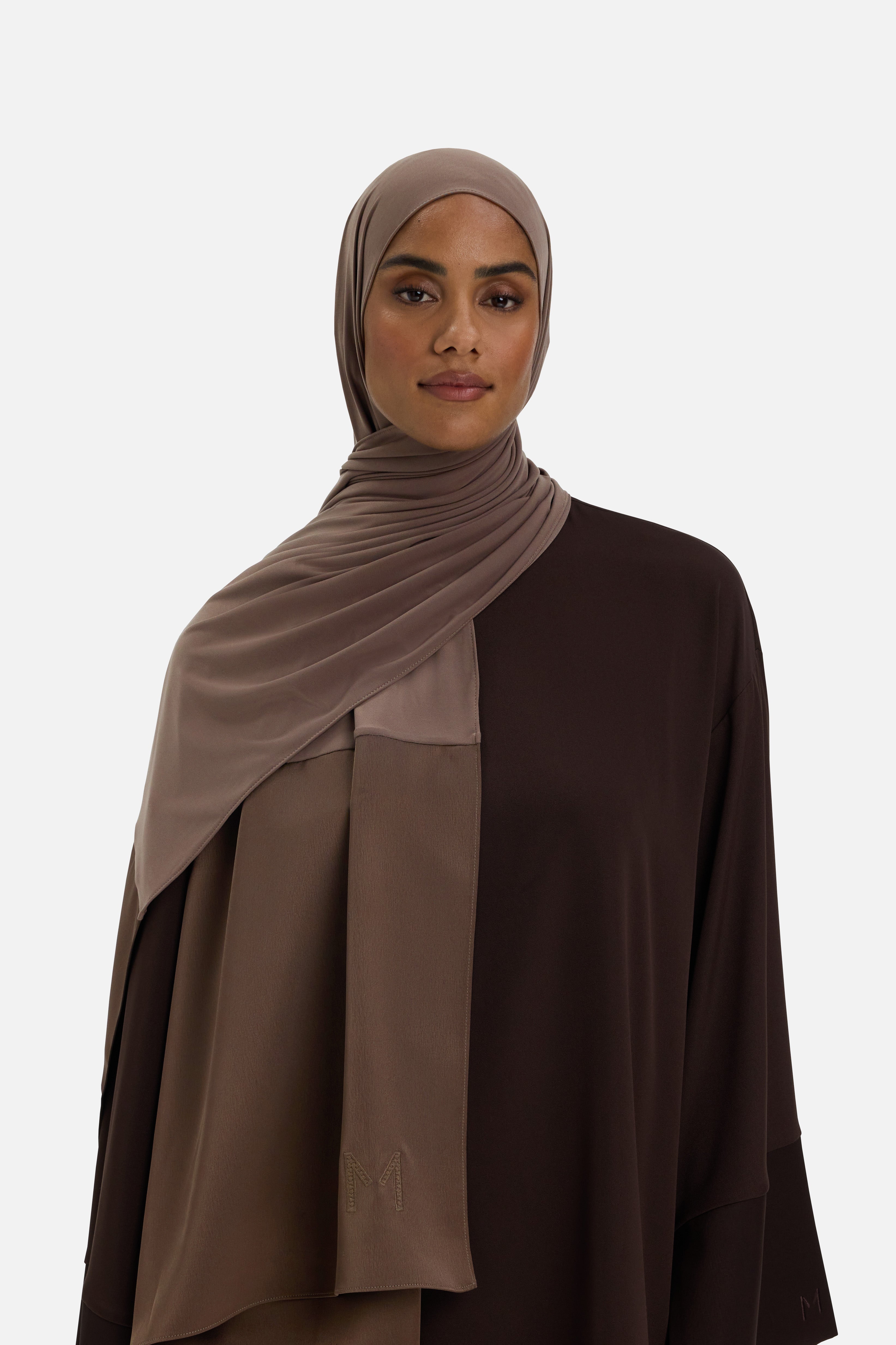 Structured Satin Edge Scarf | Ash Brown