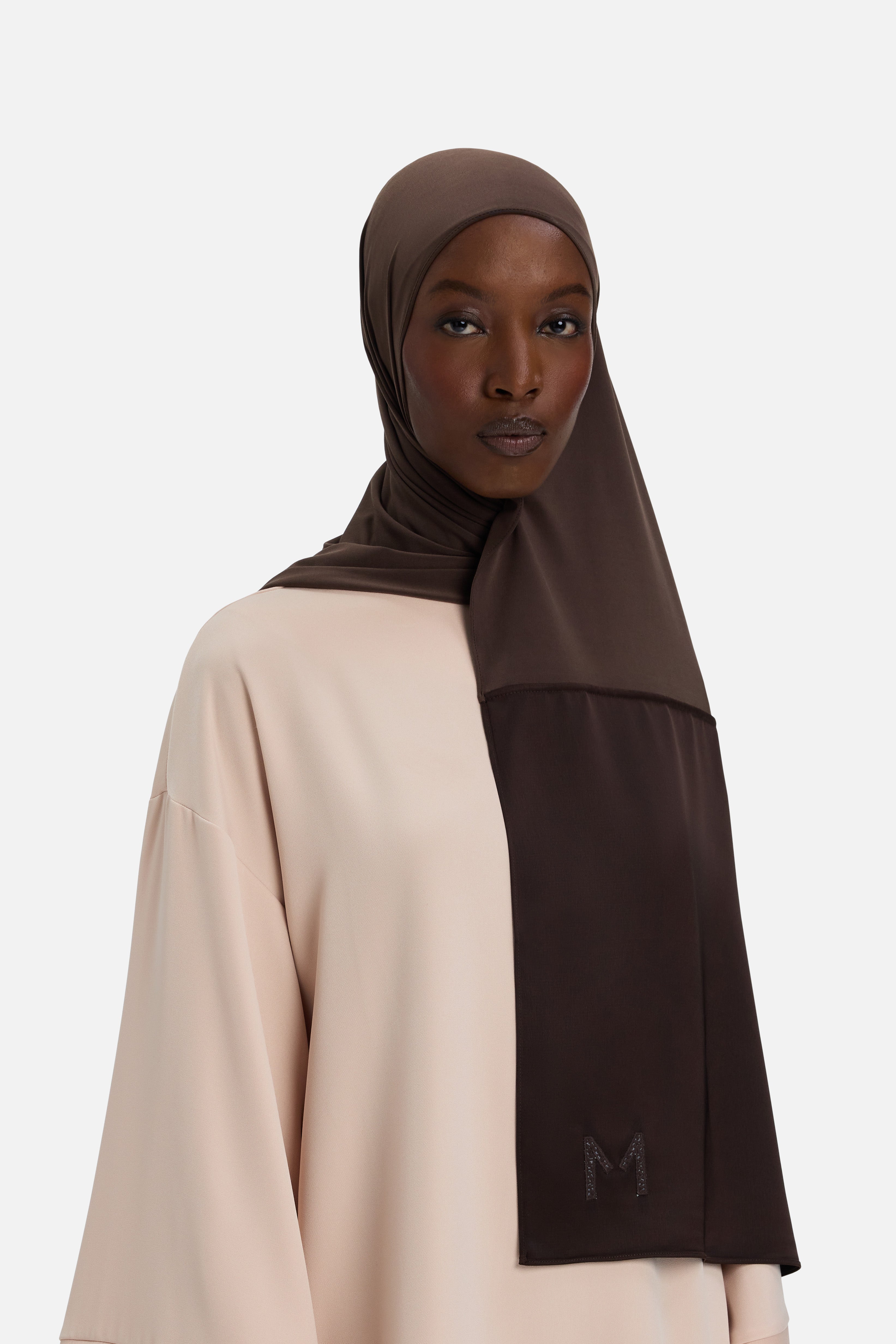 Structured Satin Edge Scarf | Dark Brown