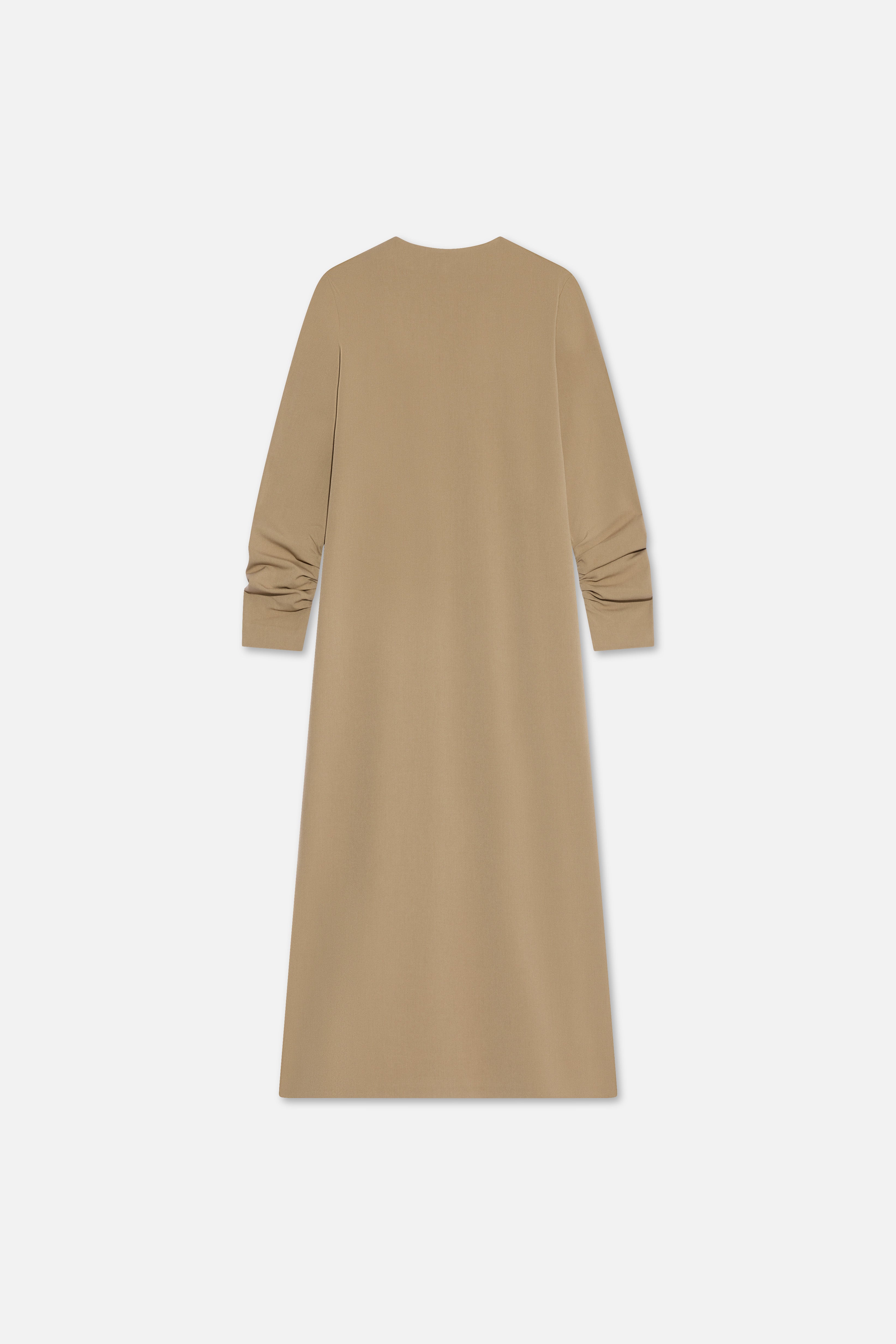 Tailored V-Neck Dress | Walnut