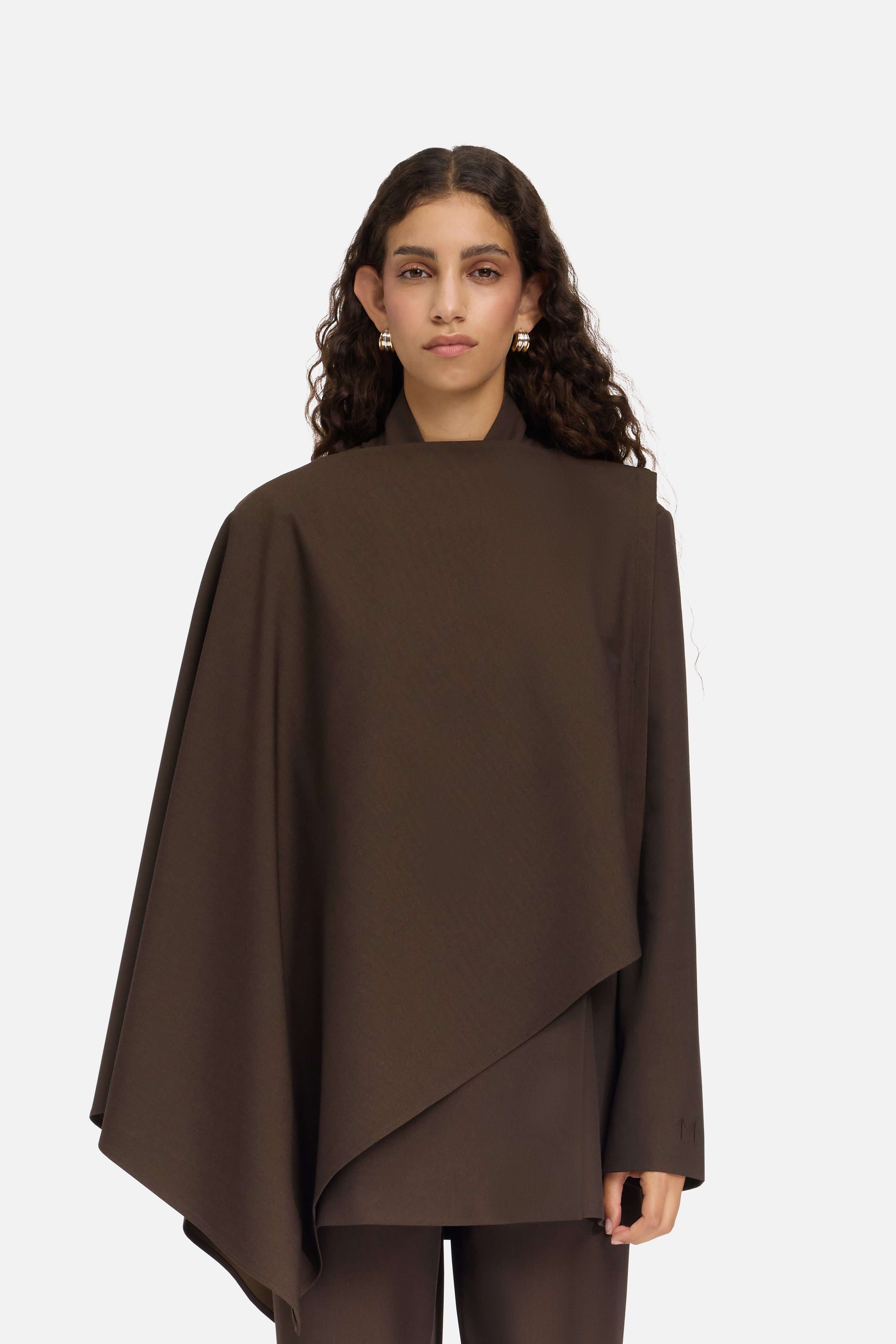 Tailored Cape | Dark Brown