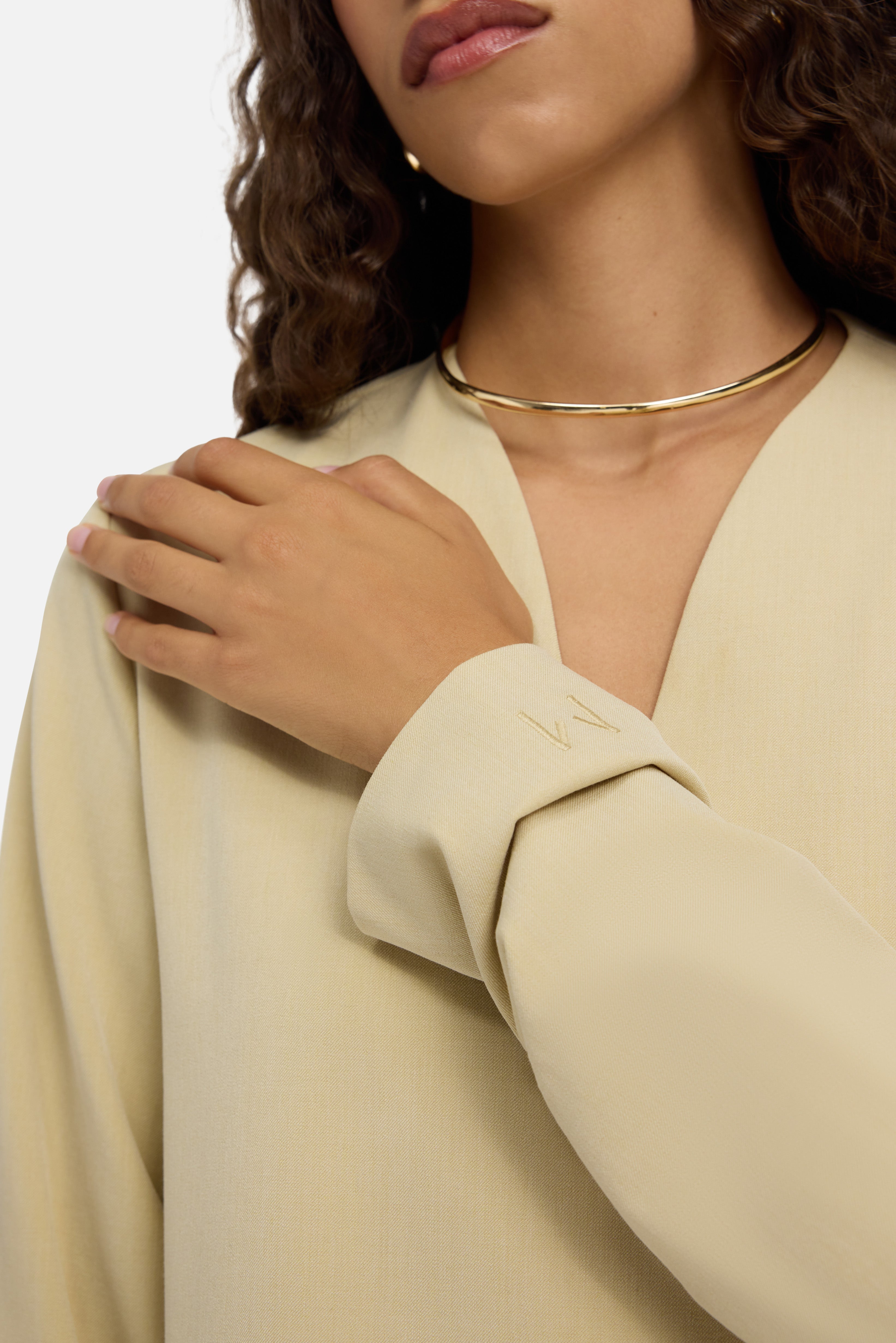 Tailored V-Neck Dress | Desert Clay