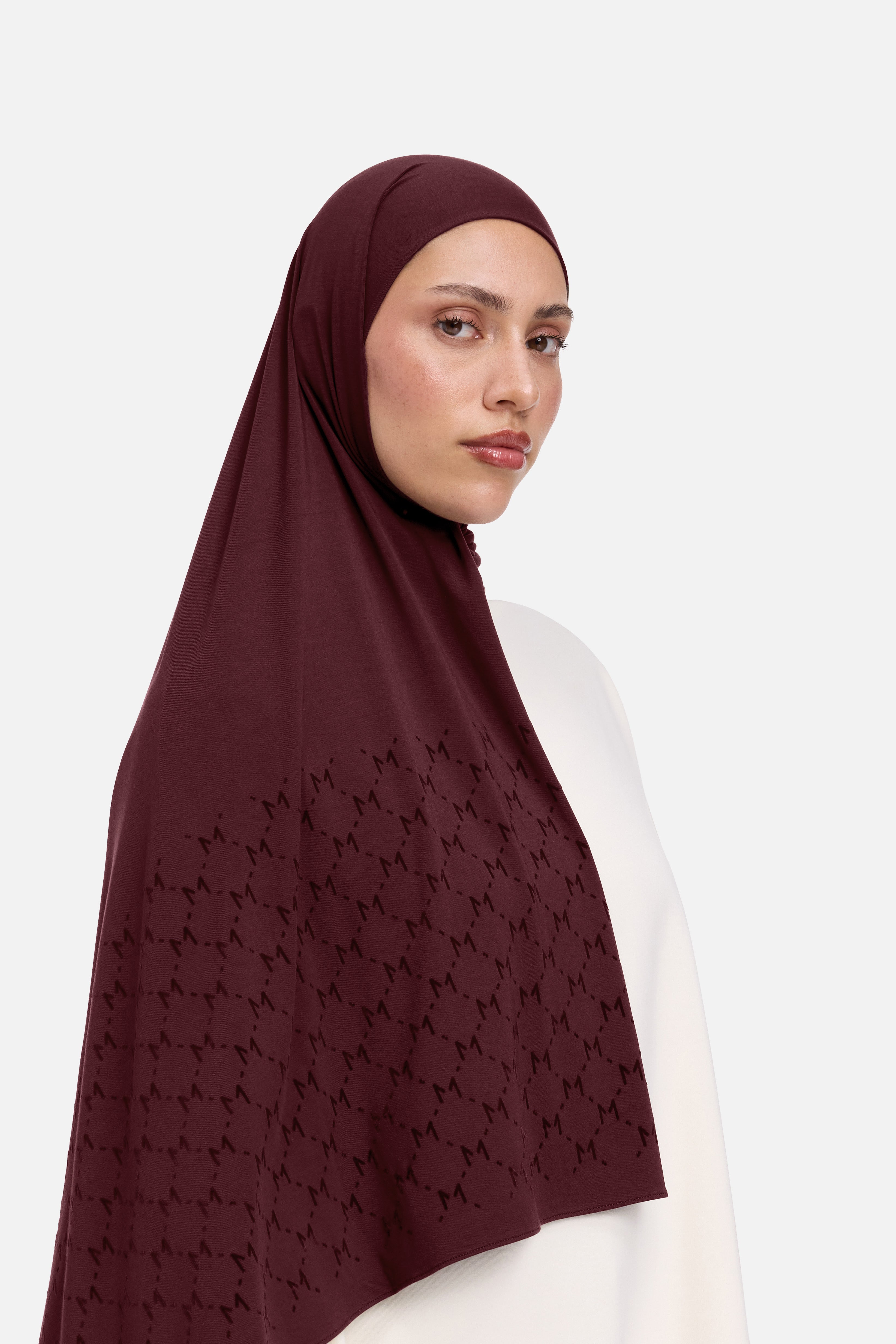 The Monogram Flock Scarf Premium | Burgundy