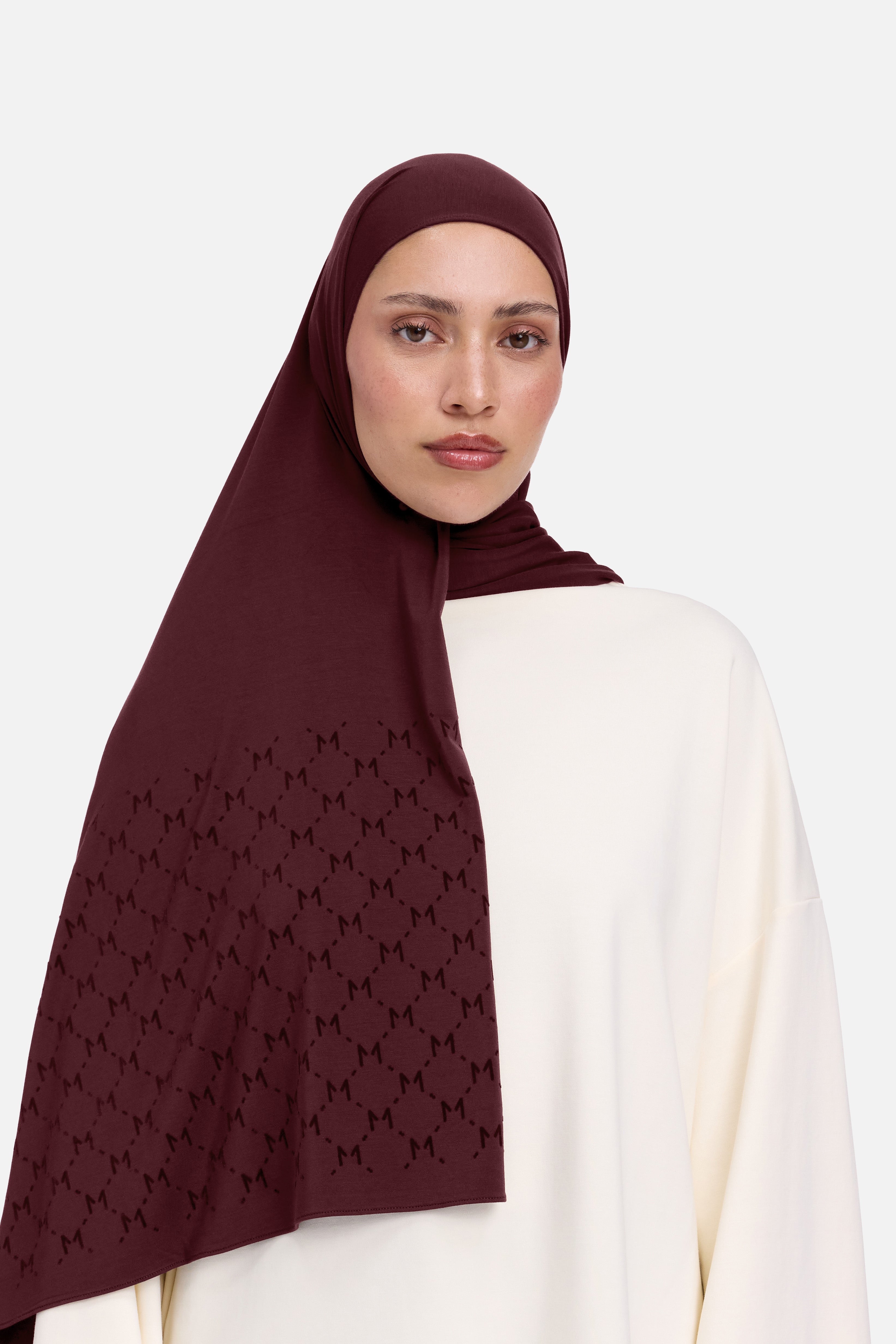 The Monogram Flock Scarf Premium | Burgundy