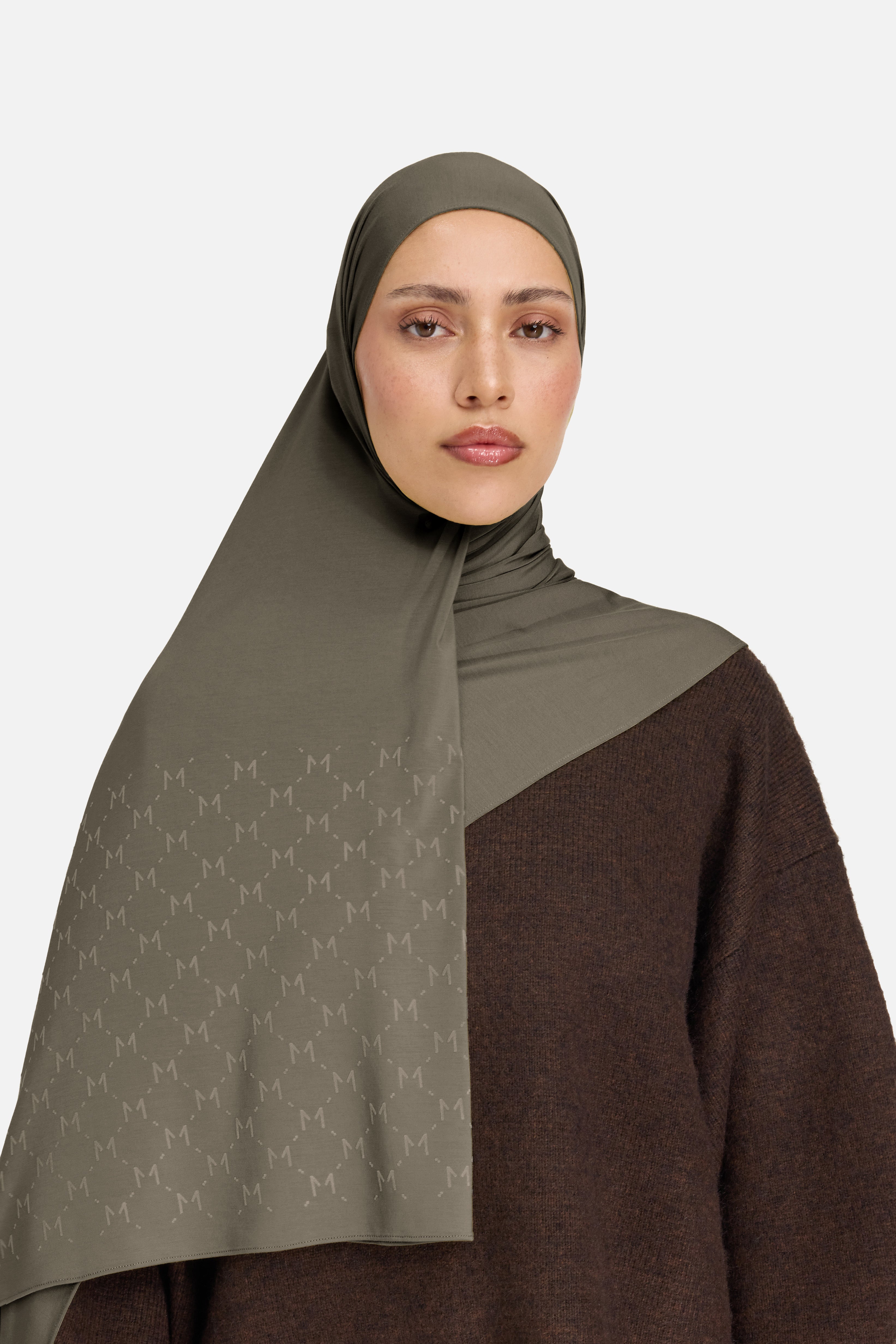 The Monogram Flock Scarf Premium | Marron