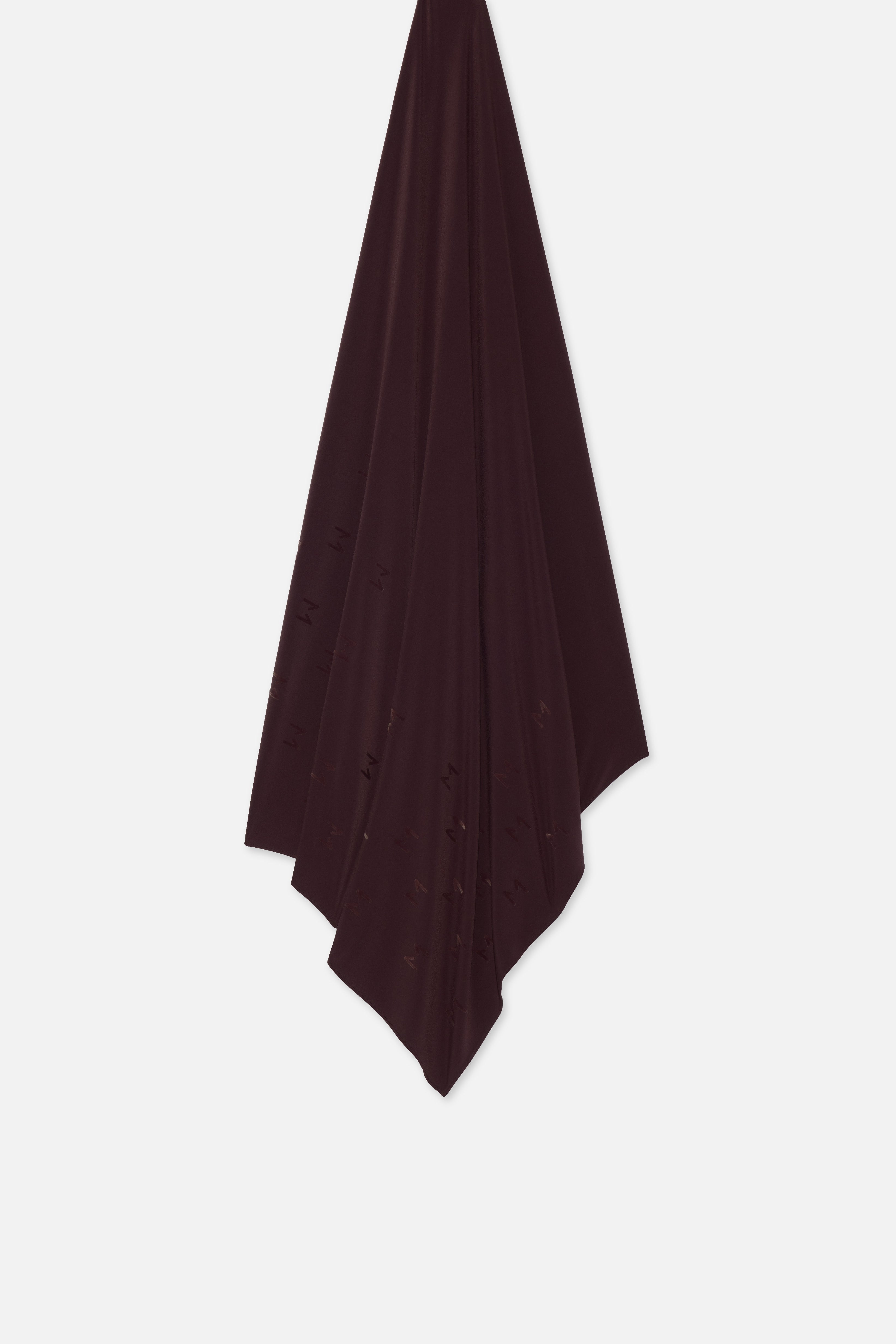 Flat lay purple headscarf with MERRACHI embroidery