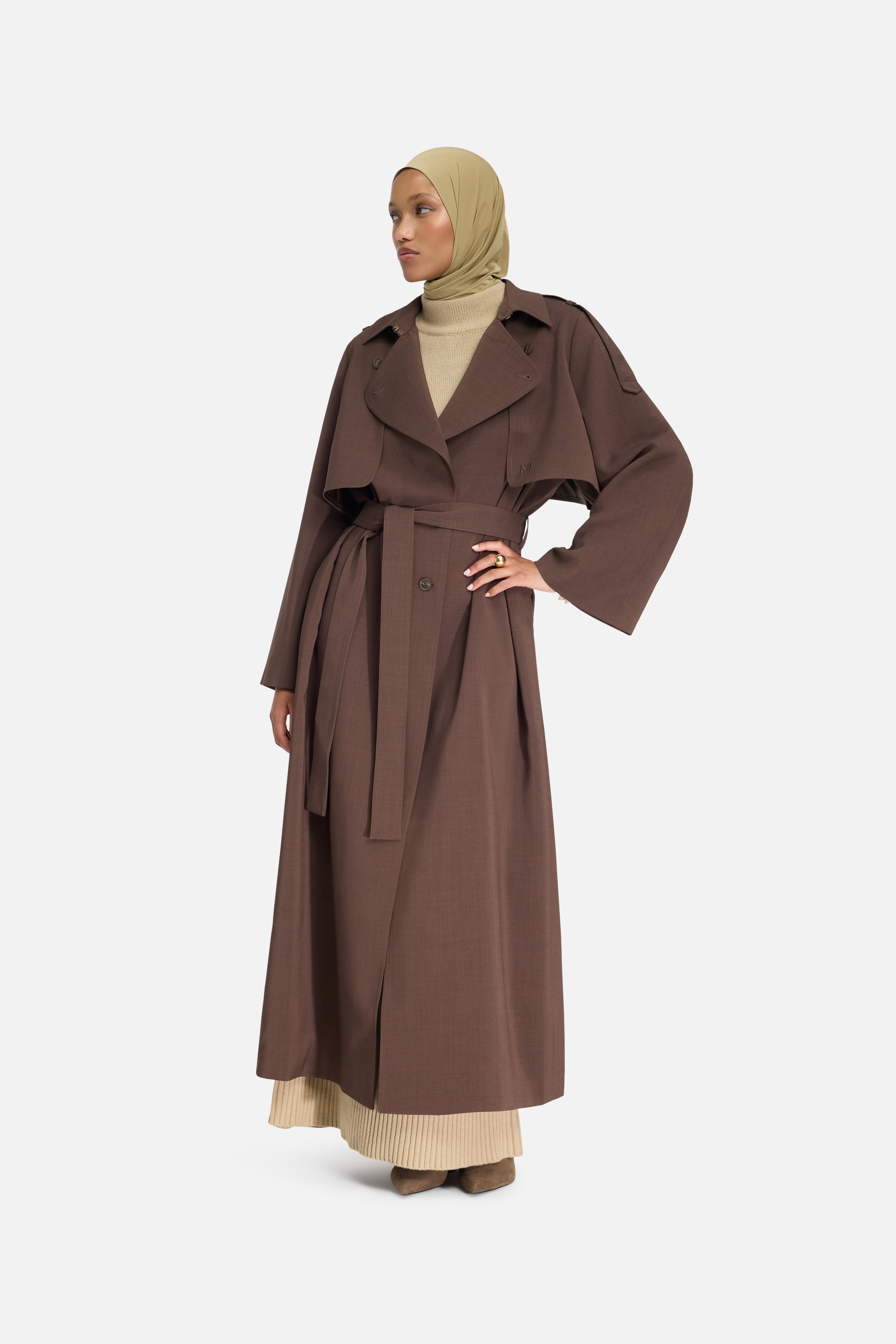 Trench Abaya | Dark Brown