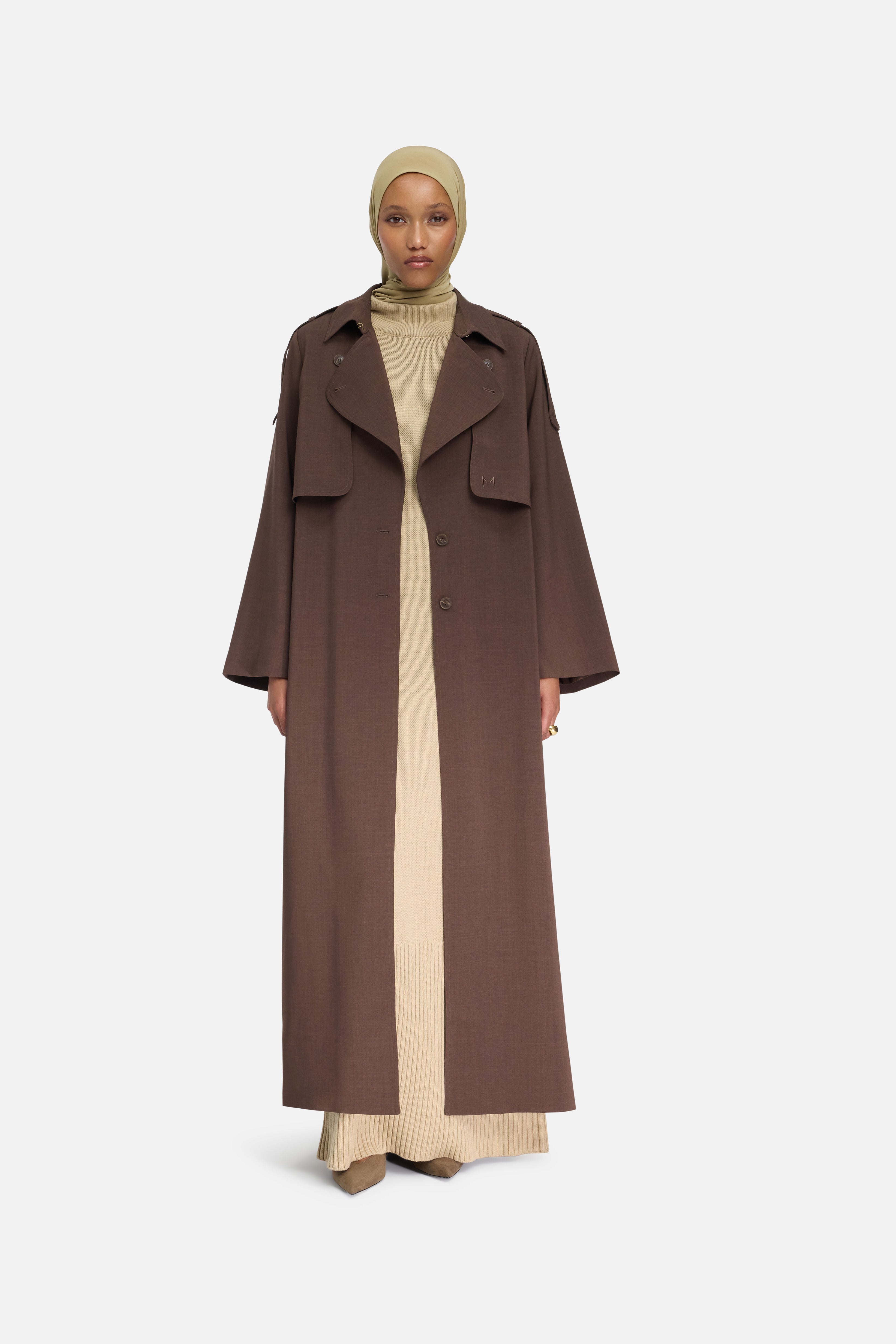 Trench Abaya | Dark Brown