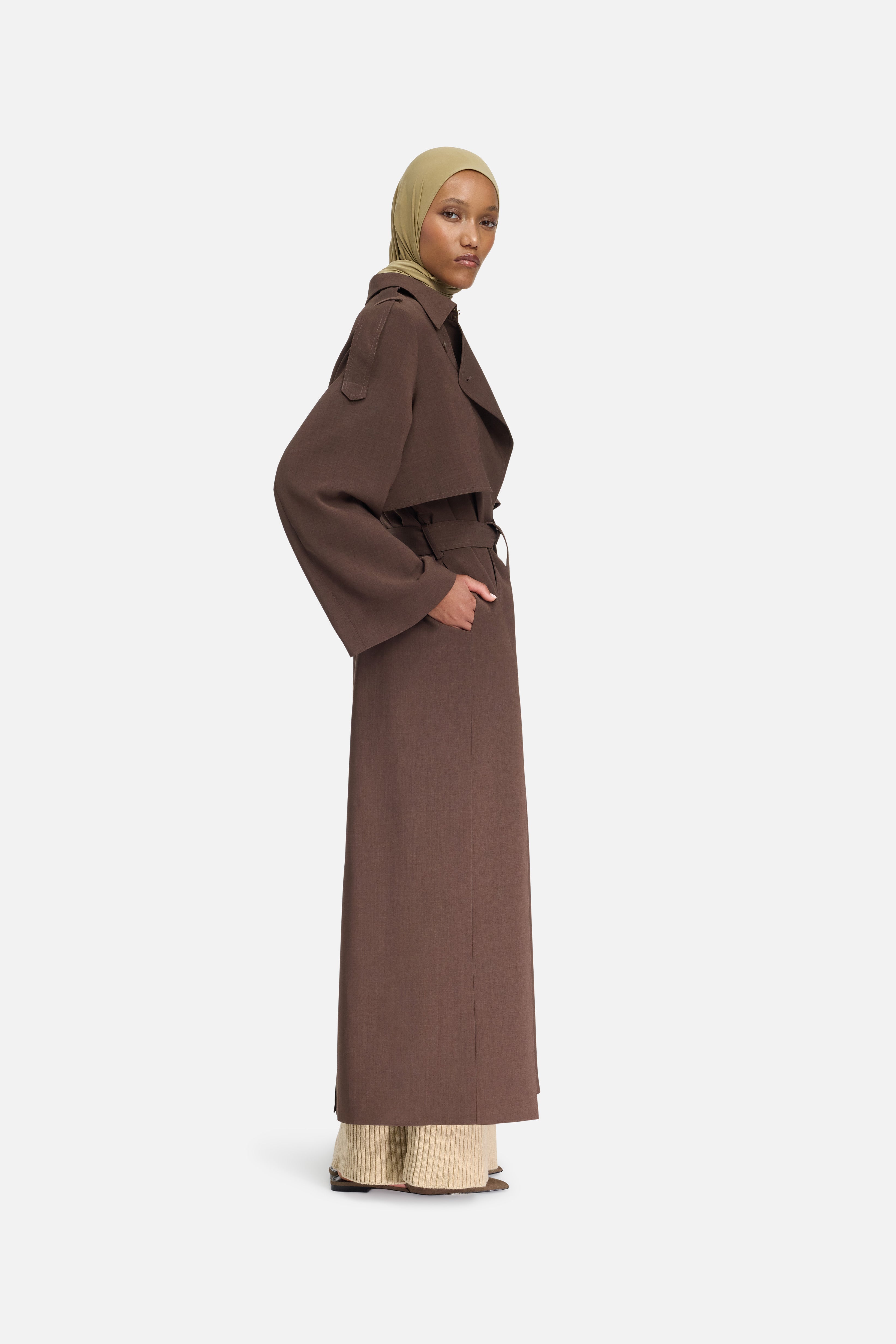 Trench Abaya | Dark Brown
