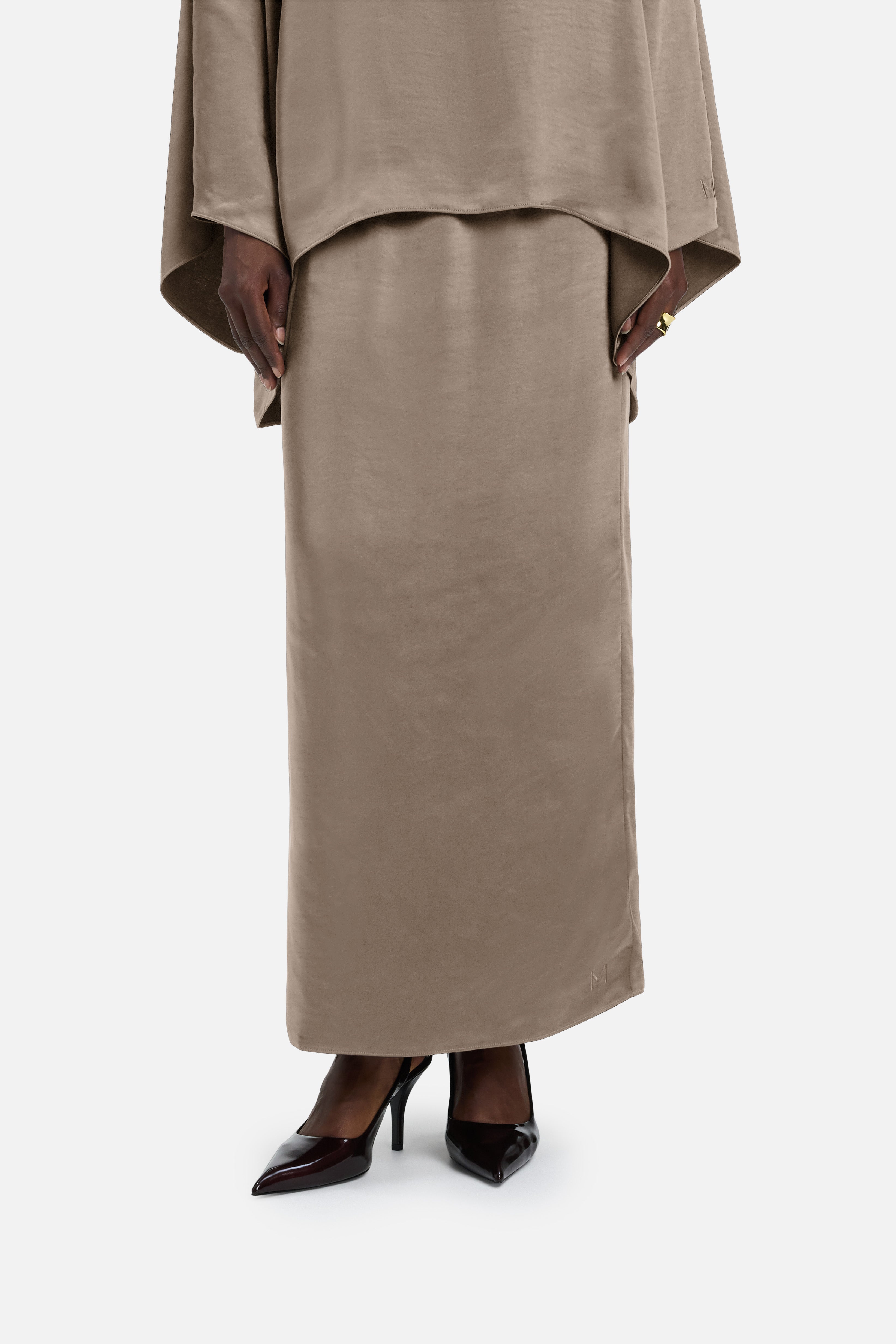 Volume Pleat Skirt | Milky Cacao