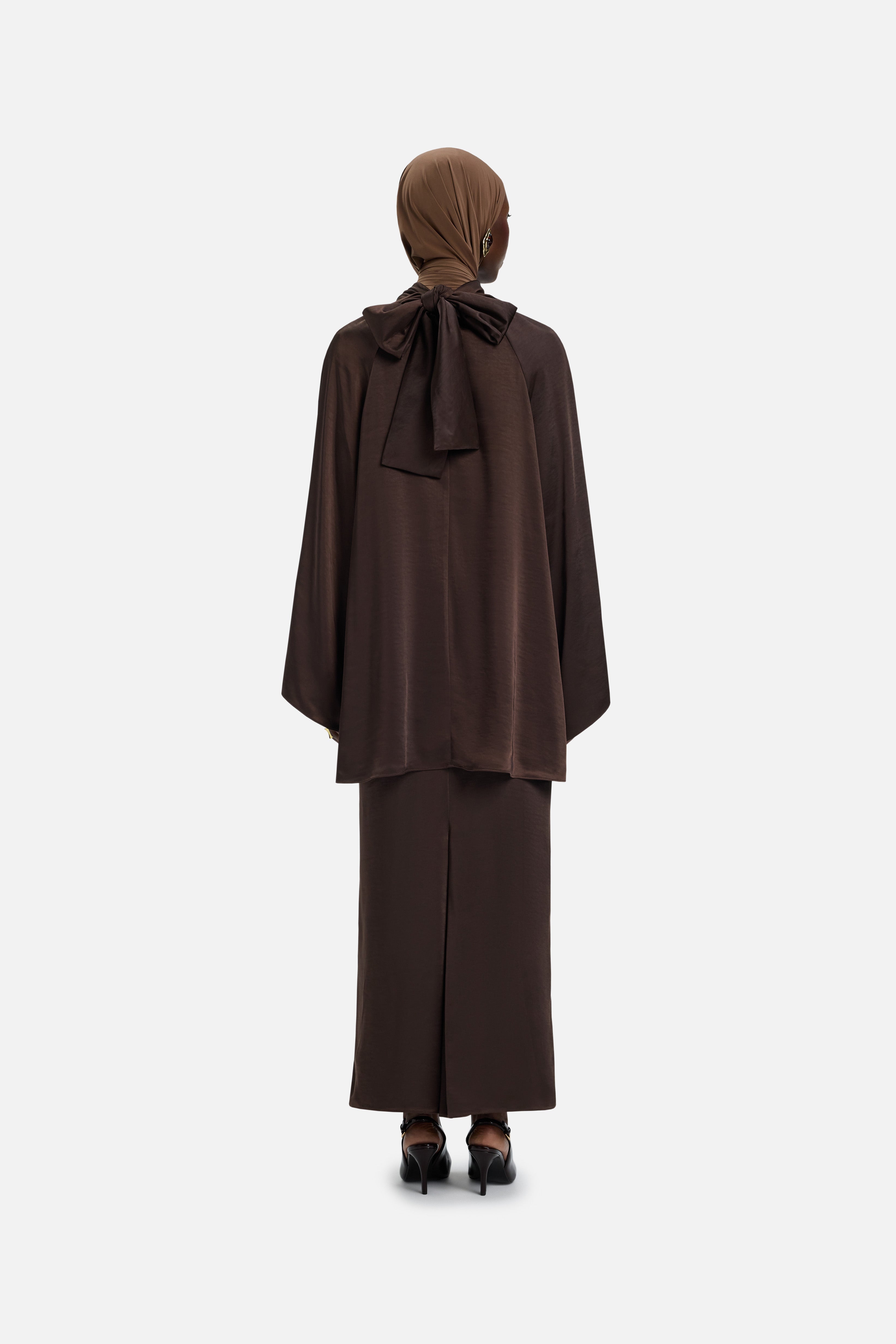 Volume Pleat Skirt | Dark Brown