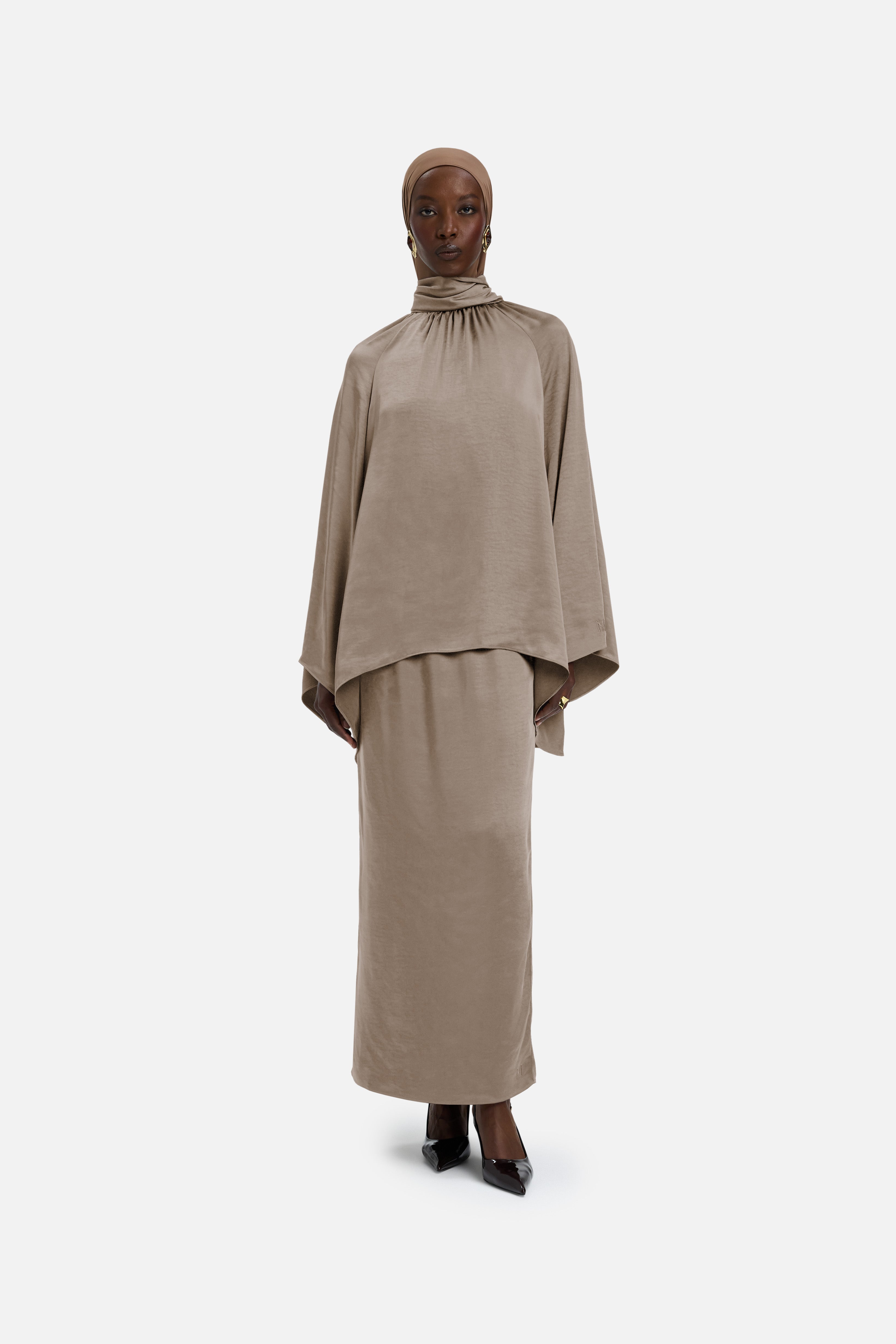 Volume Pleat Skirt | Milky Cacao